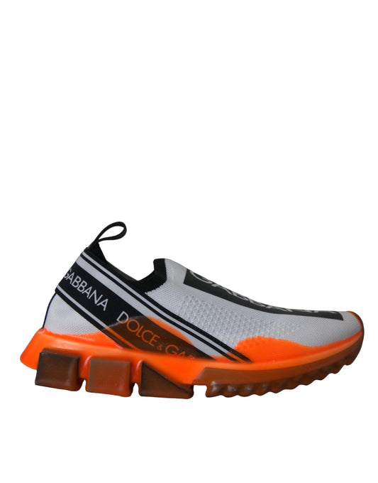 Dolce & Gabbana Black White Orange Slip On Sorrento Sneakers Shoes Curated Luxury Accessories by Orvyn
