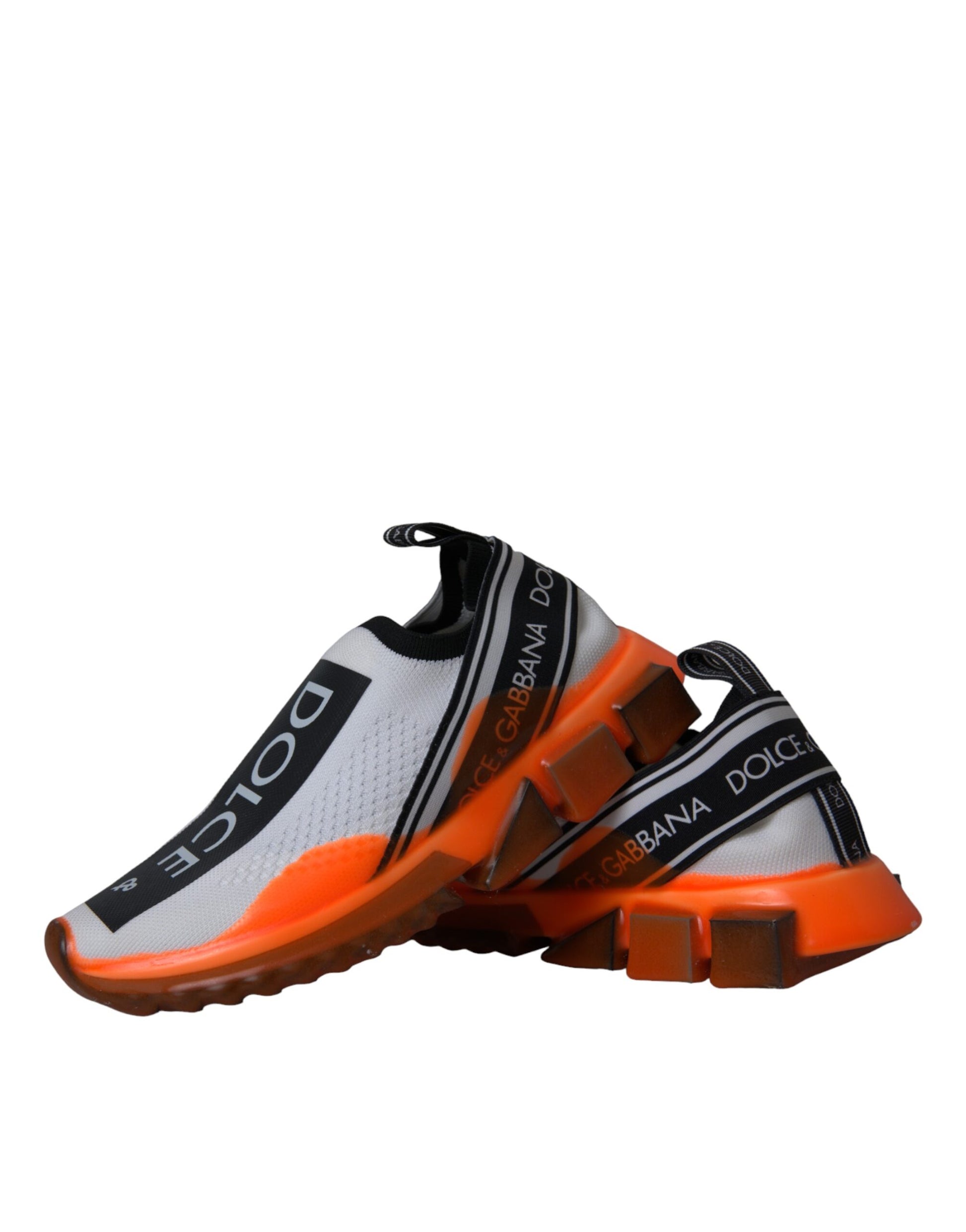 Dolce & Gabbana Black White Orange Slip On Sorrento Sneakers Shoes Curated Luxury Accessories by Orvyn