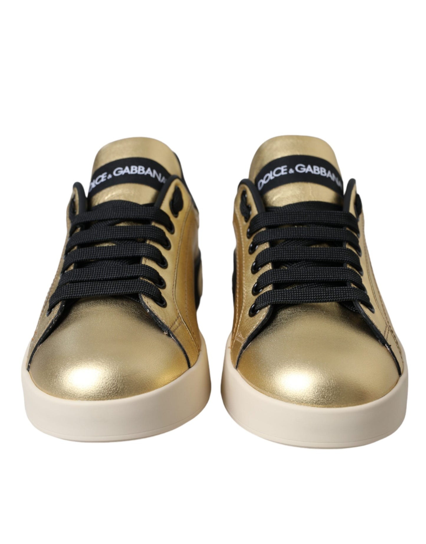 Dolce & Gabbana Gold Portofino Calf Leather Sneakers Women Shoes Curated Luxury Accessories by Orvyn