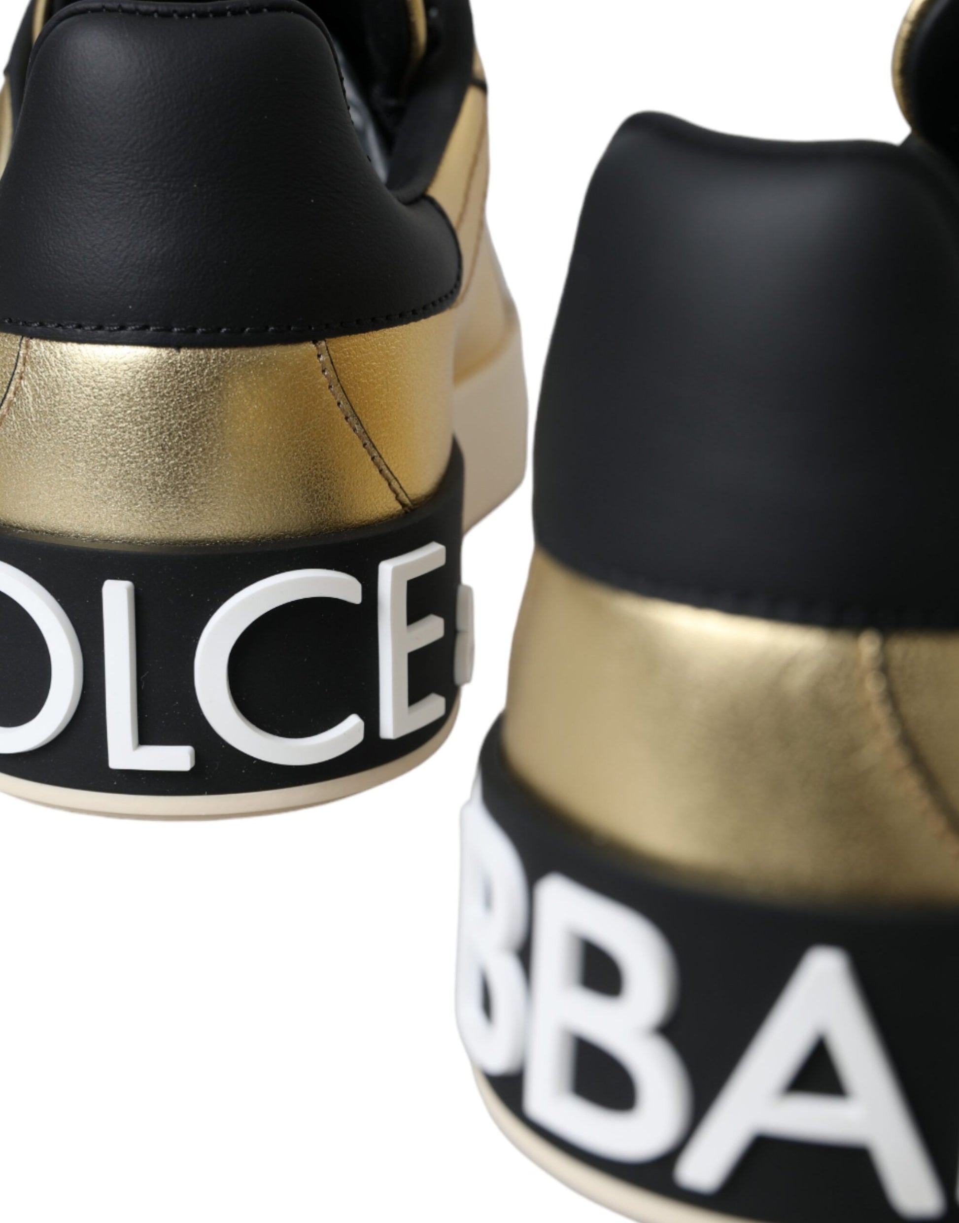 Dolce & Gabbana Gold Portofino Calf Leather Sneakers Women Shoes Curated Luxury Accessories by Orvyn