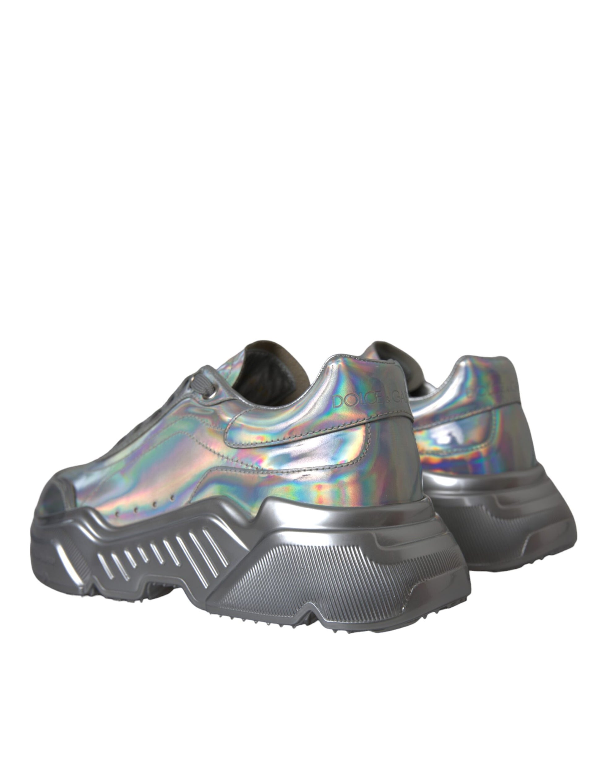 Dolce & Gabbana Silver Iridescent DAYMASTER Leather Sneakers Shoes Curated Luxury Accessories by Orvyn