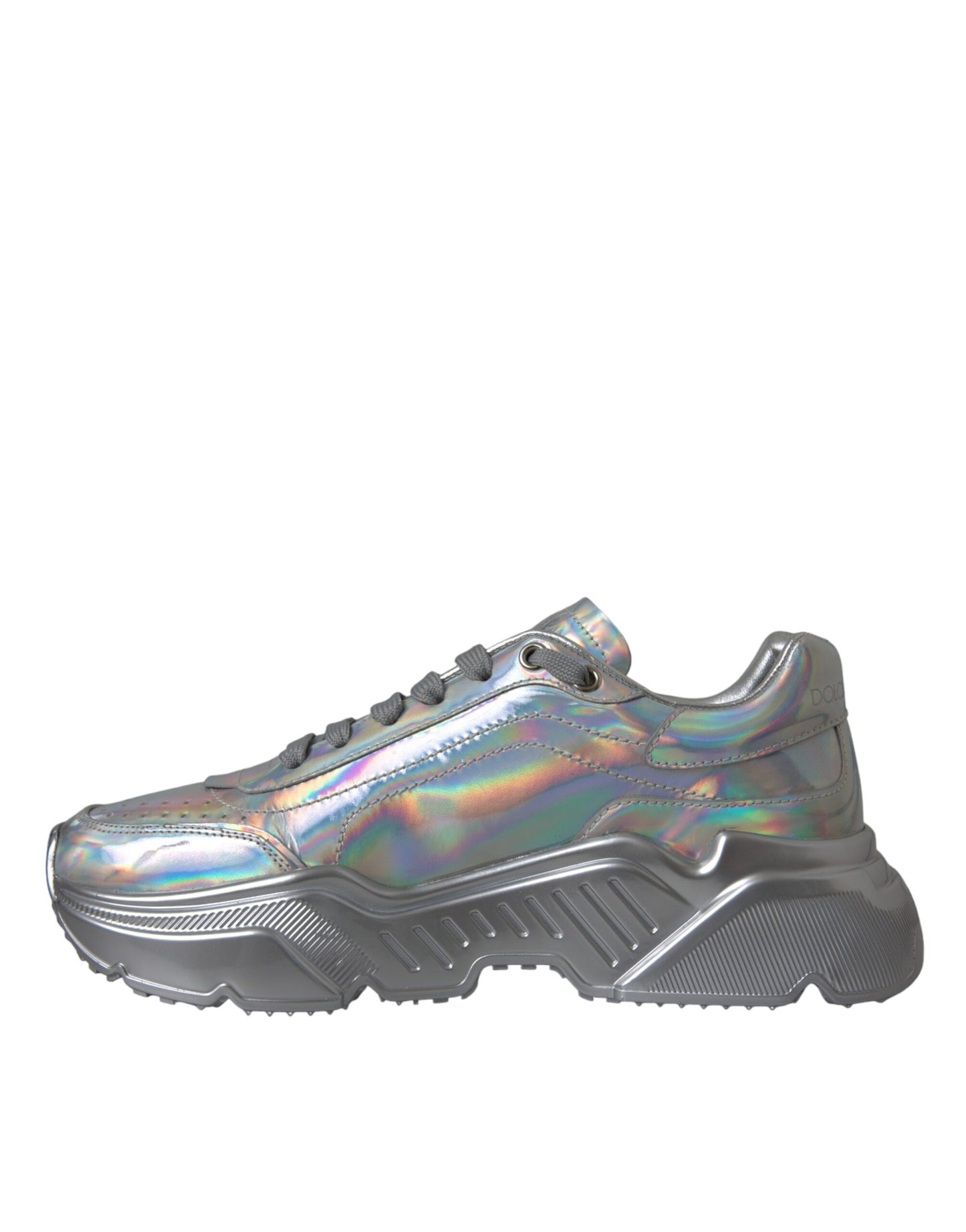 Dolce & Gabbana Silver Iridescent DAYMASTER Leather Sneakers Shoes Curated Luxury Accessories by Orvyn