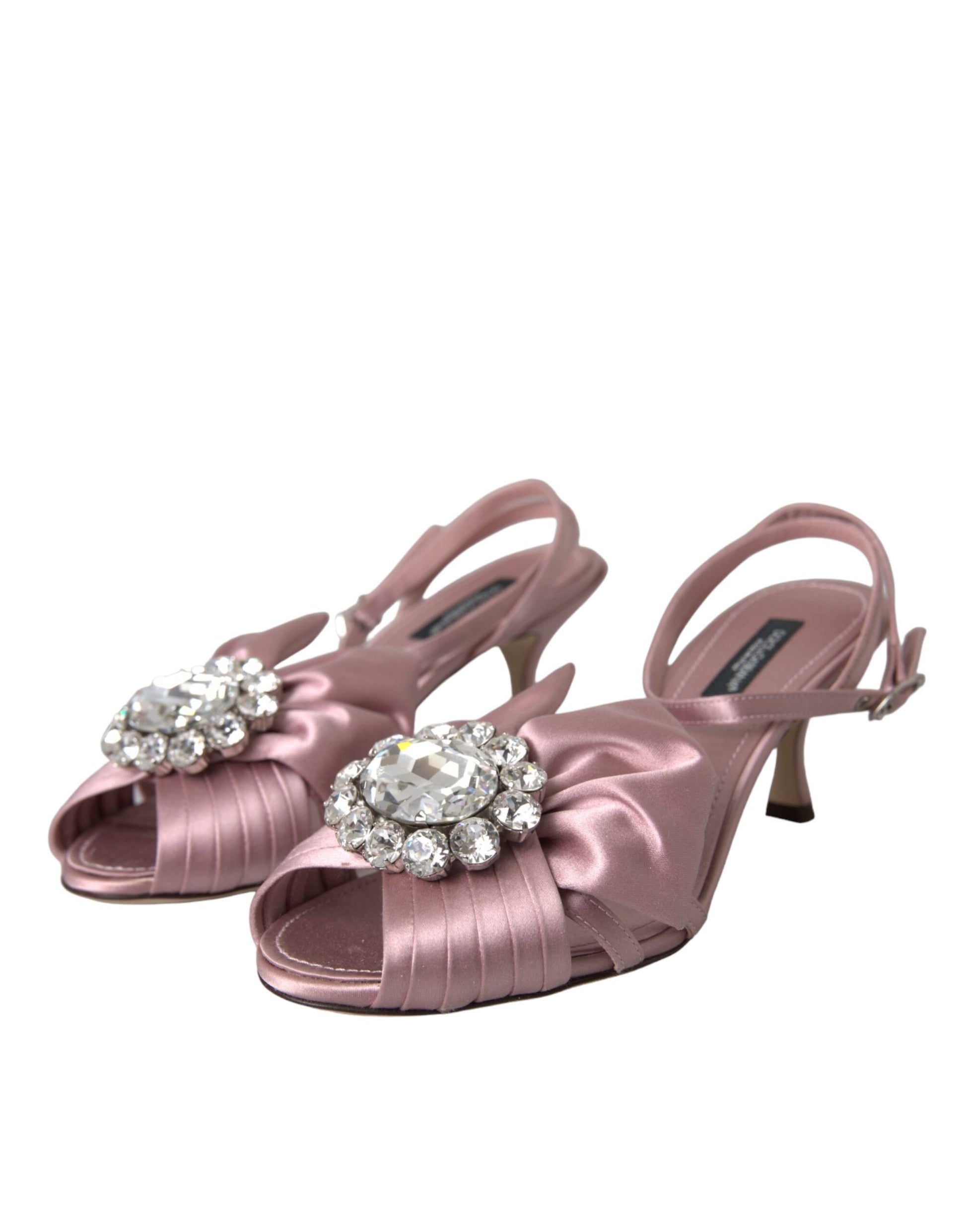 Dolce & Gabbana Pink Keira Crystal Heels Sandals Shoes Curated Luxury Accessories by Orvyn