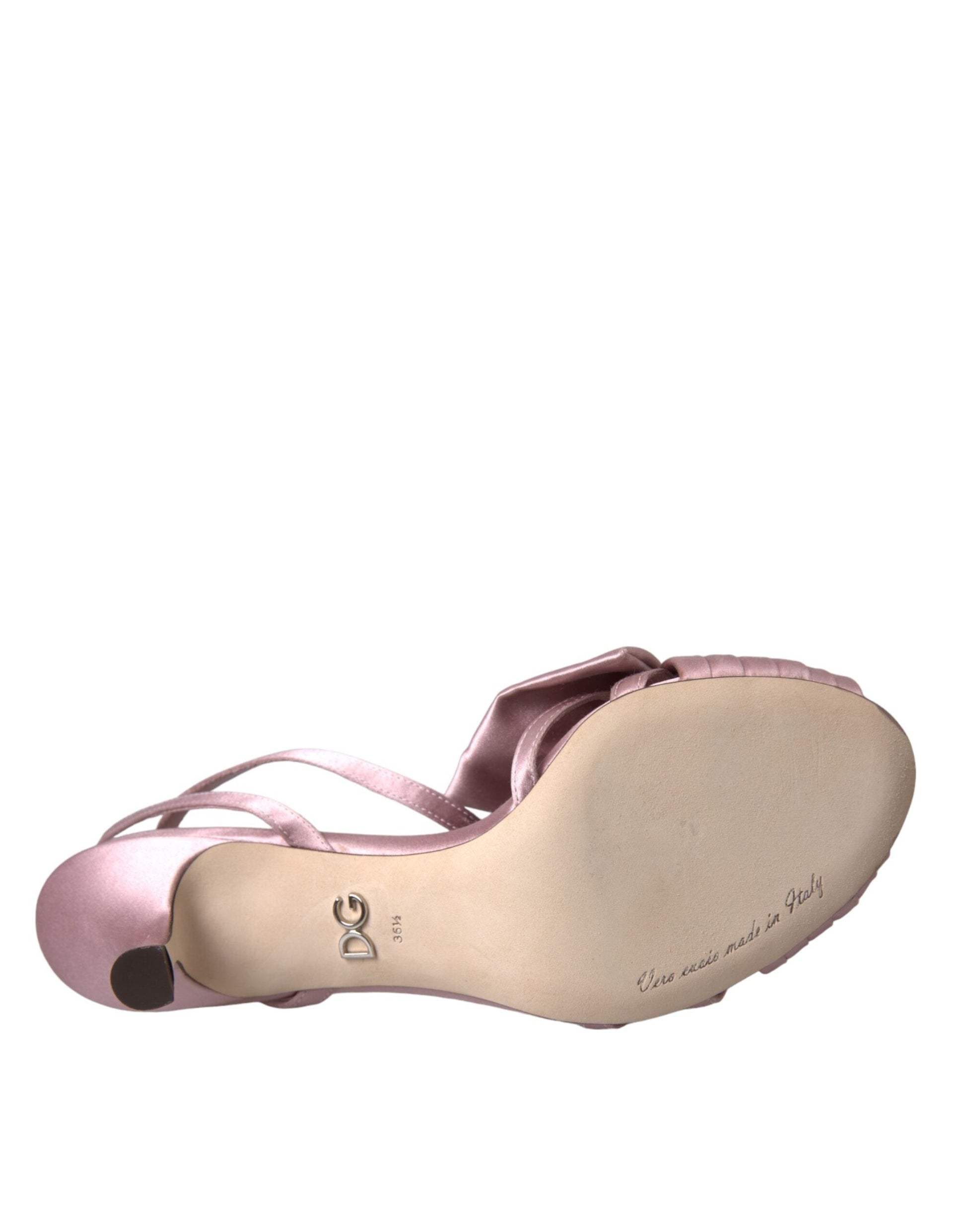 Dolce & Gabbana Pink Keira Crystal Heels Sandals Shoes Curated Luxury Accessories by Orvyn