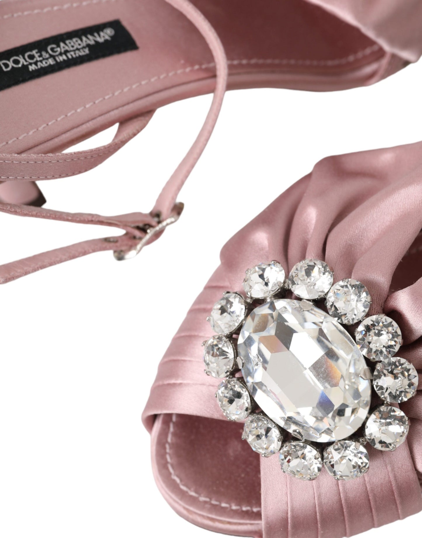 Dolce & Gabbana Pink Keira Crystal Heels Sandals Shoes Curated Luxury Accessories by Orvyn