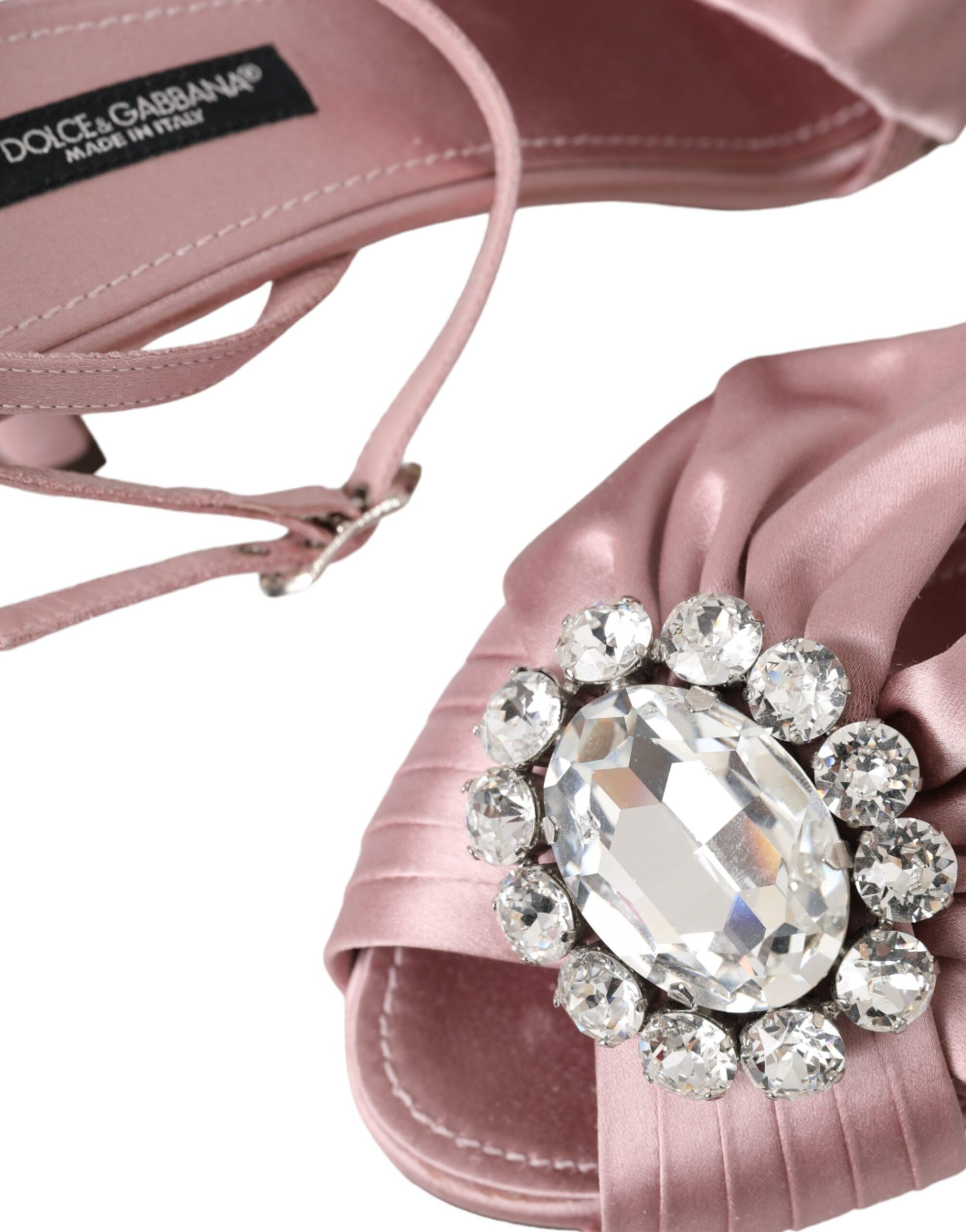 Dolce & Gabbana Pink Keira Crystal Heels Sandals Shoes Curated Luxury Accessories by Orvyn