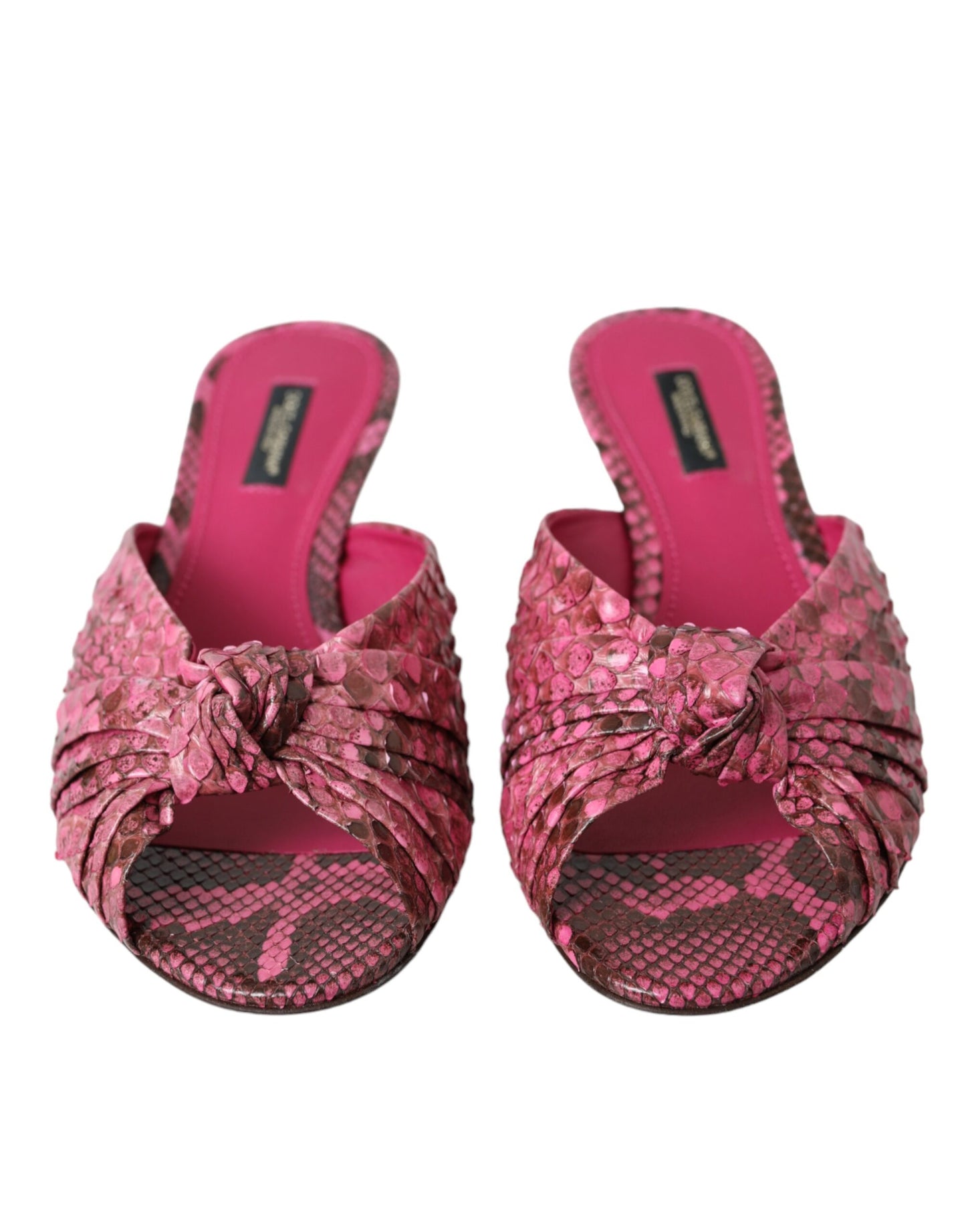 Dolce & Gabbana Pink Exotic Leather Kitten Heels Slides Shoes Curated Luxury Accessories by Orvyn