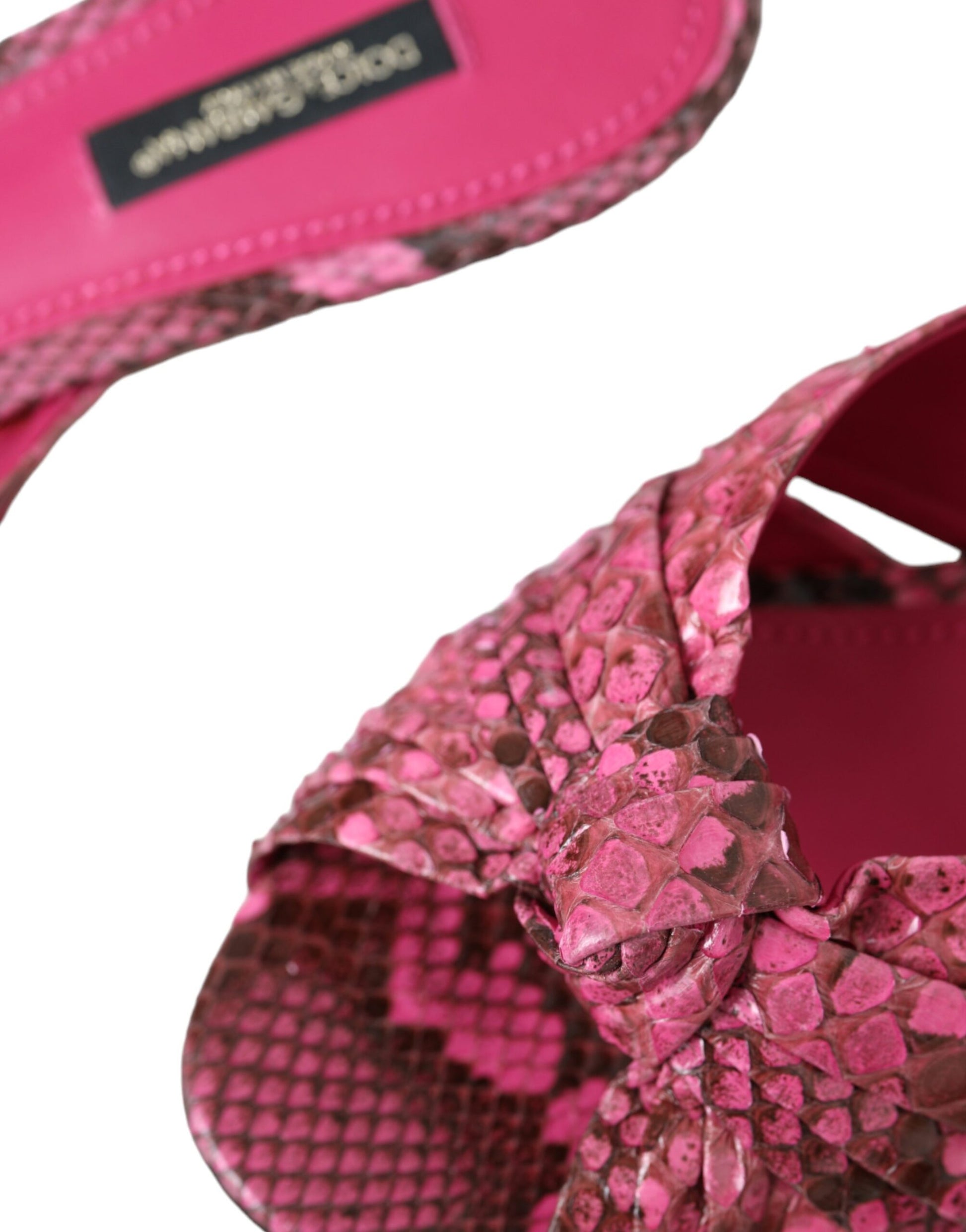 Dolce & Gabbana Pink Exotic Leather Kitten Heels Slides Shoes Curated Luxury Accessories by Orvyn