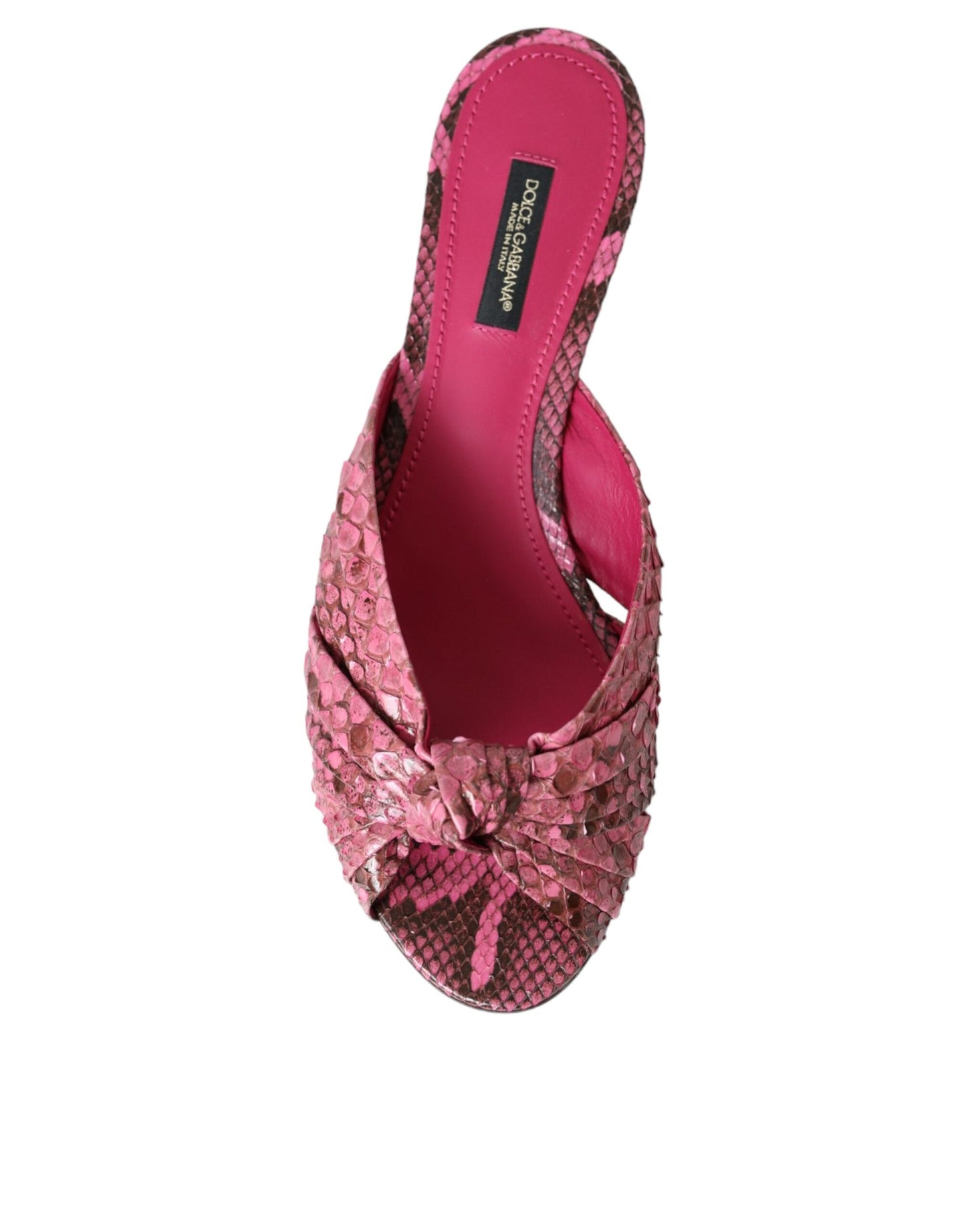 Dolce & Gabbana Pink Exotic Leather Kitten Heels Slides Shoes Curated Luxury Accessories by Orvyn