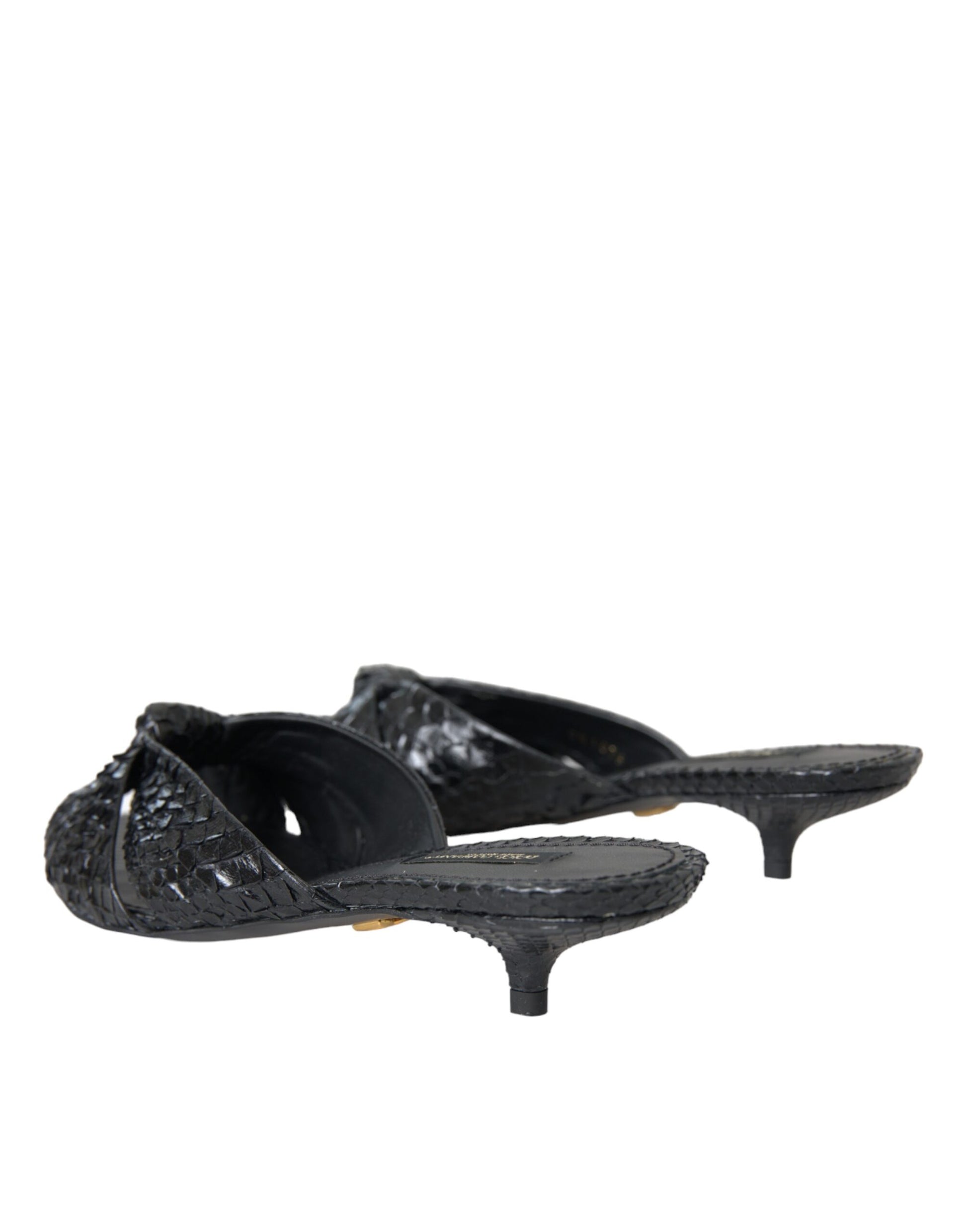Dolce & Gabbana Black Exotic Leather Heels Slides Shoes Curated Luxury Accessories by Orvyn