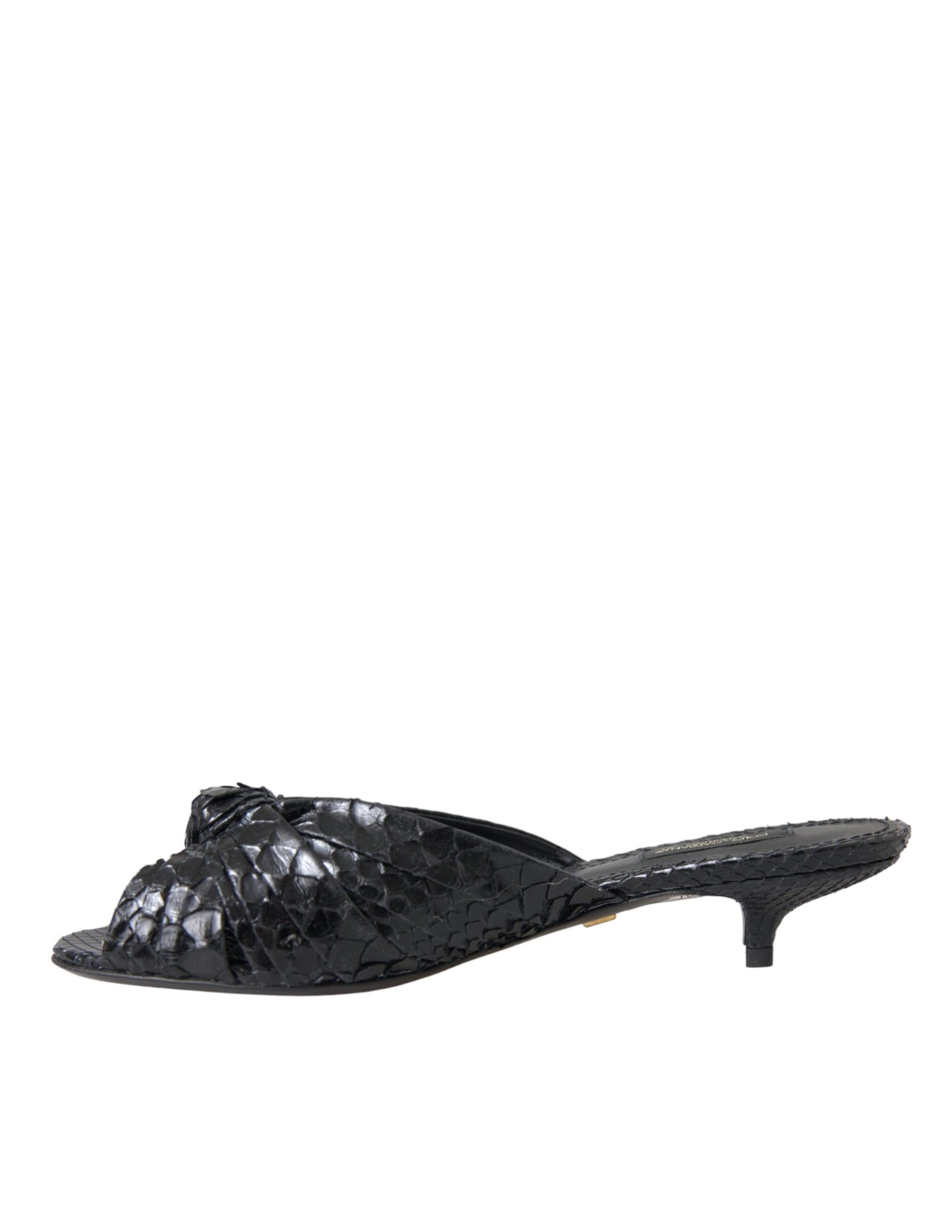 Dolce & Gabbana Black Exotic Leather Heels Slides Shoes Curated Luxury Accessories by Orvyn