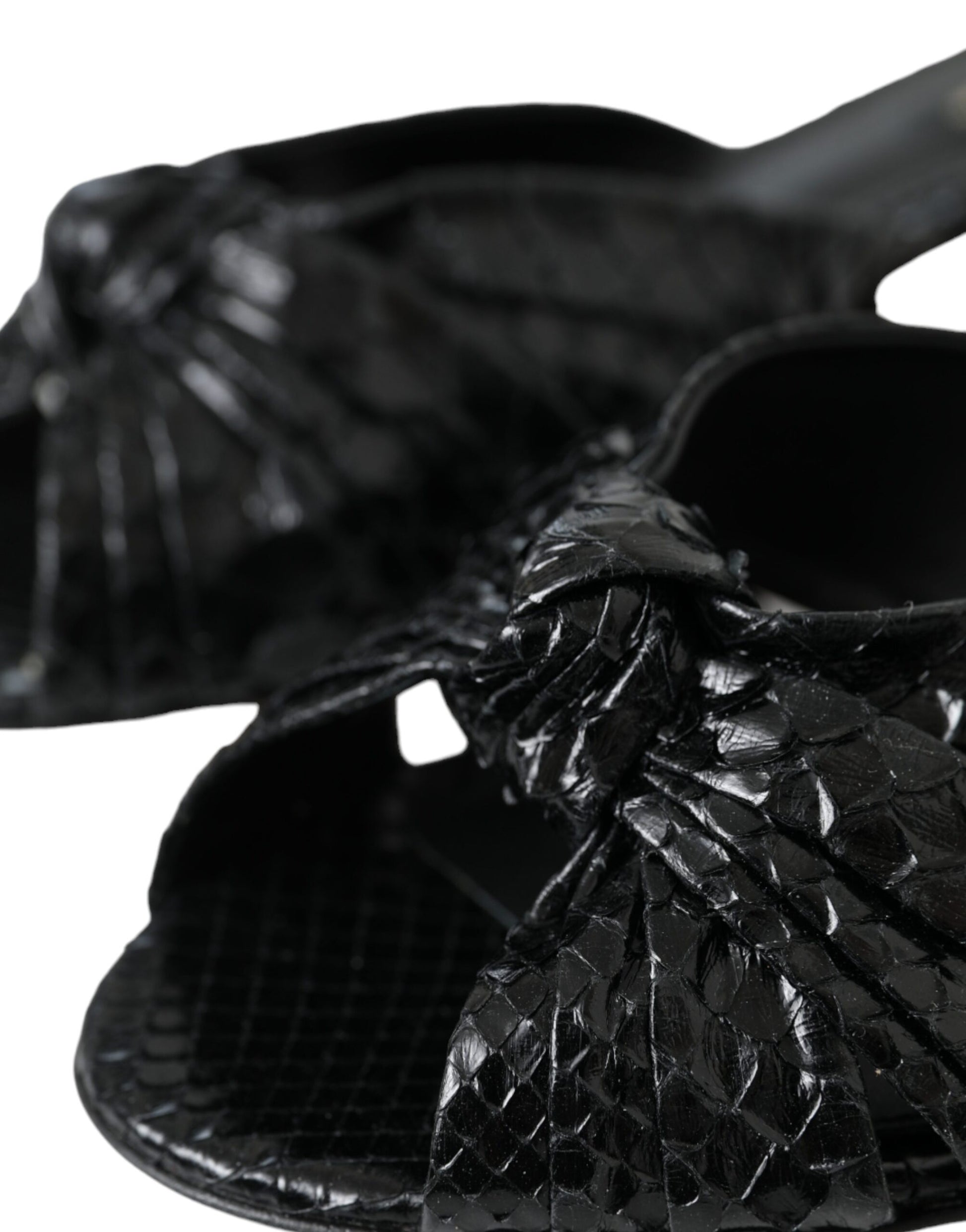 Dolce & Gabbana Black Exotic Leather Heels Slides Shoes Curated Luxury Accessories by Orvyn