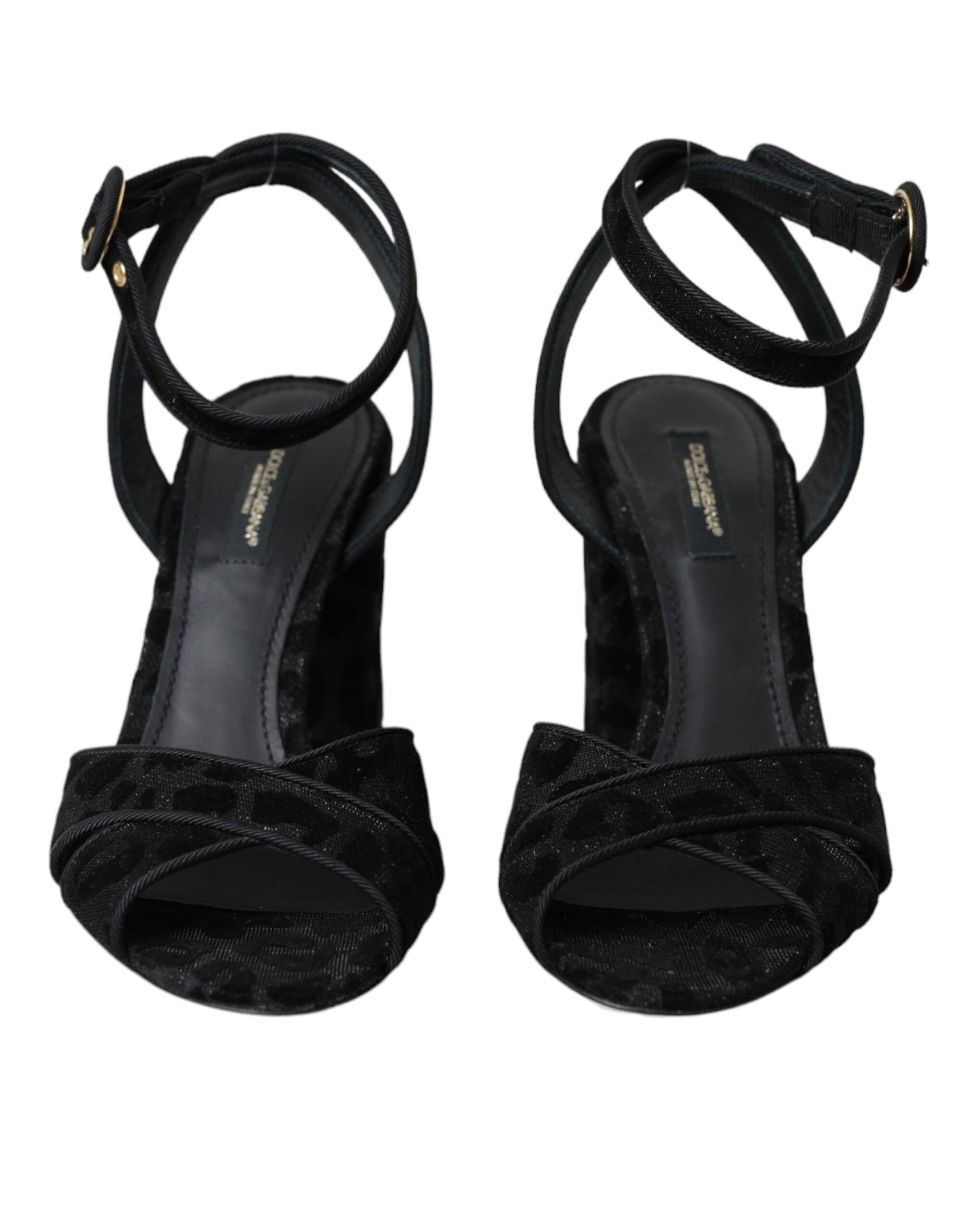 Dolce & Gabbana Black Leopard Suede Heels Sandals Shoes Curated Luxury Accessories by Orvyn