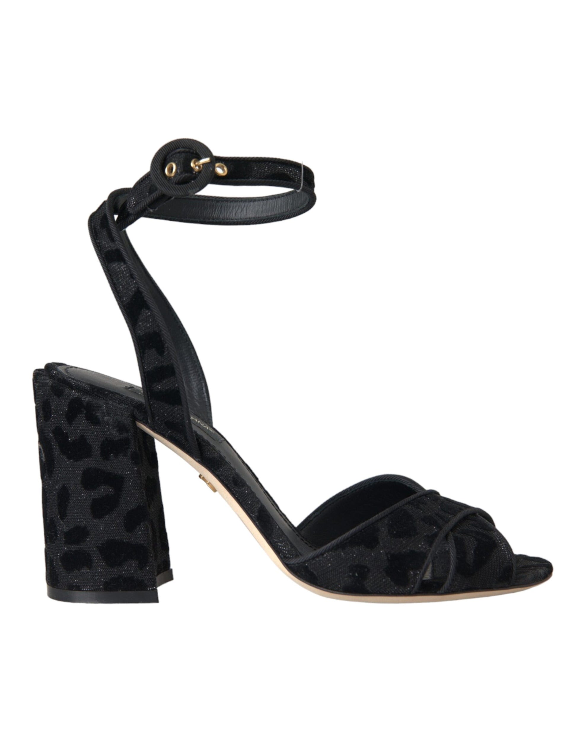 Dolce & Gabbana Black Leopard Suede Heels Sandals Shoes Curated Luxury Accessories by Orvyn