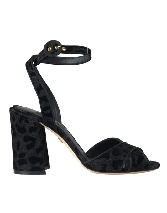 Dolce & Gabbana Black Leopard Suede Heels Sandals Shoes Curated Luxury Accessories by Orvyn