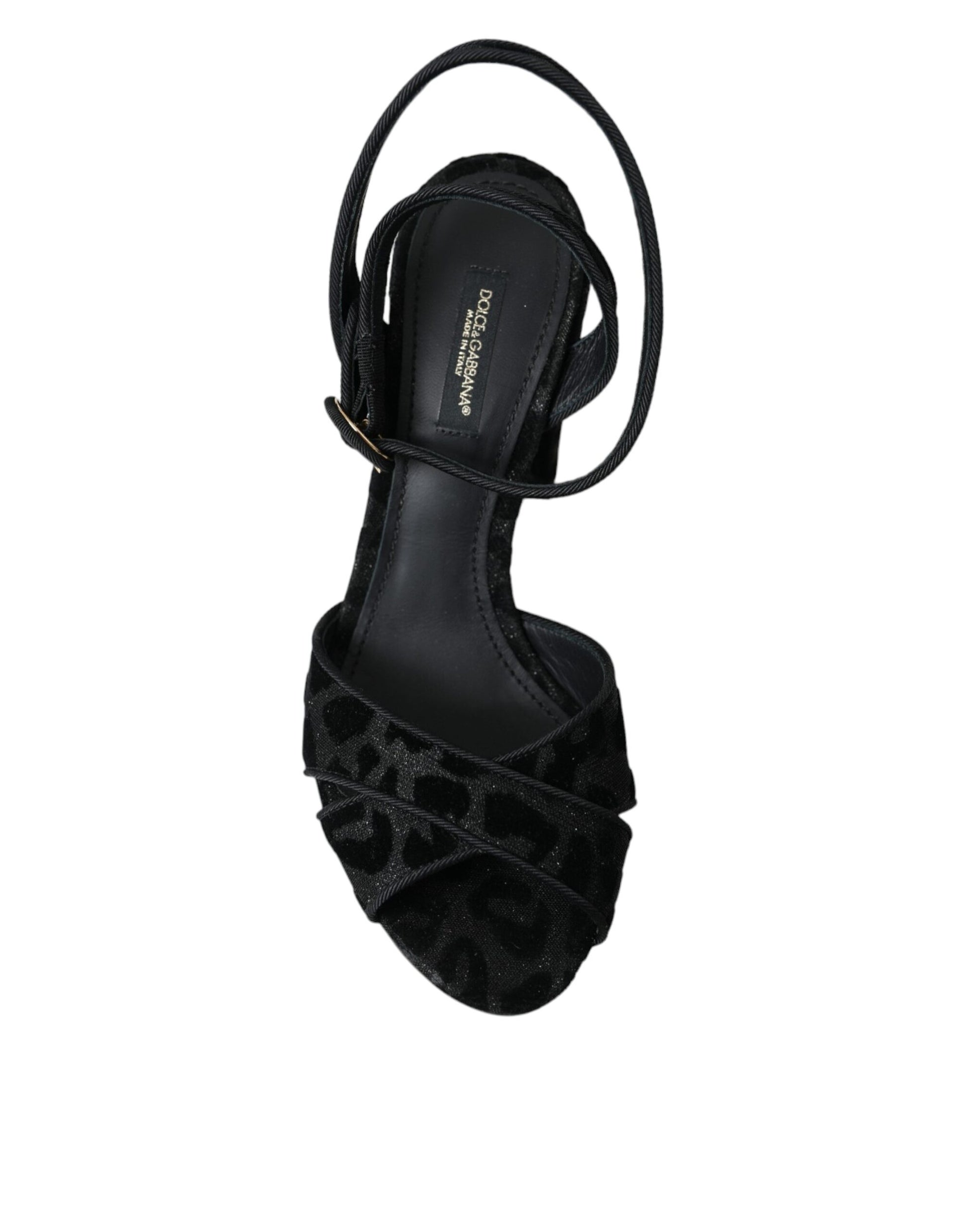 Dolce & Gabbana Black Leopard Suede Heels Sandals Shoes Curated Luxury Accessories by Orvyn