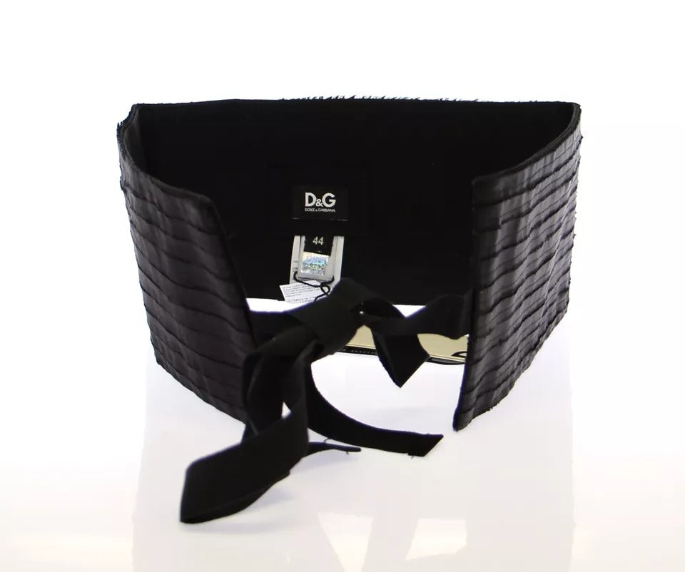Dolce & Gabbana Black Silk Womens Waist Cummerbund schwarz