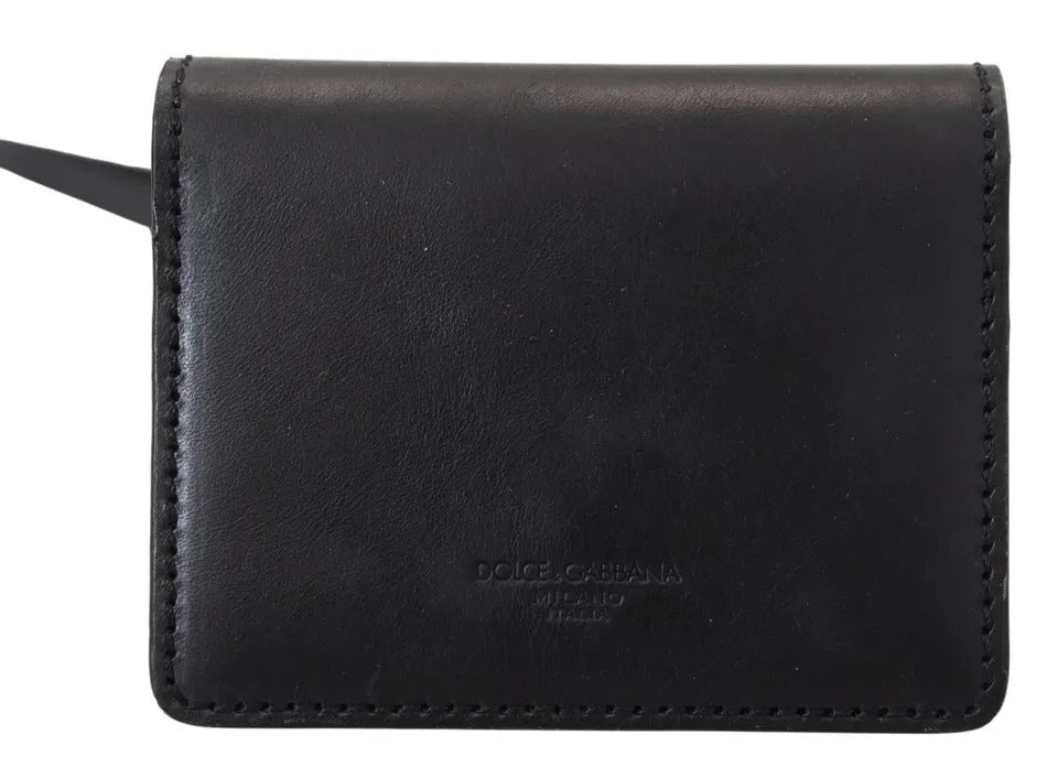 Dolce & Gabbana Black Leather Bifold Shoulder Sling Women Wallet Curated Luxury Accessories by Orvyn