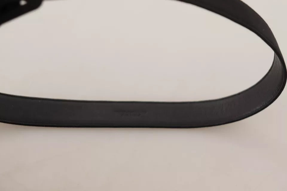 Dolce & Gabbana Black Velvet Leather Logo Waist Buckle Belt schwarz