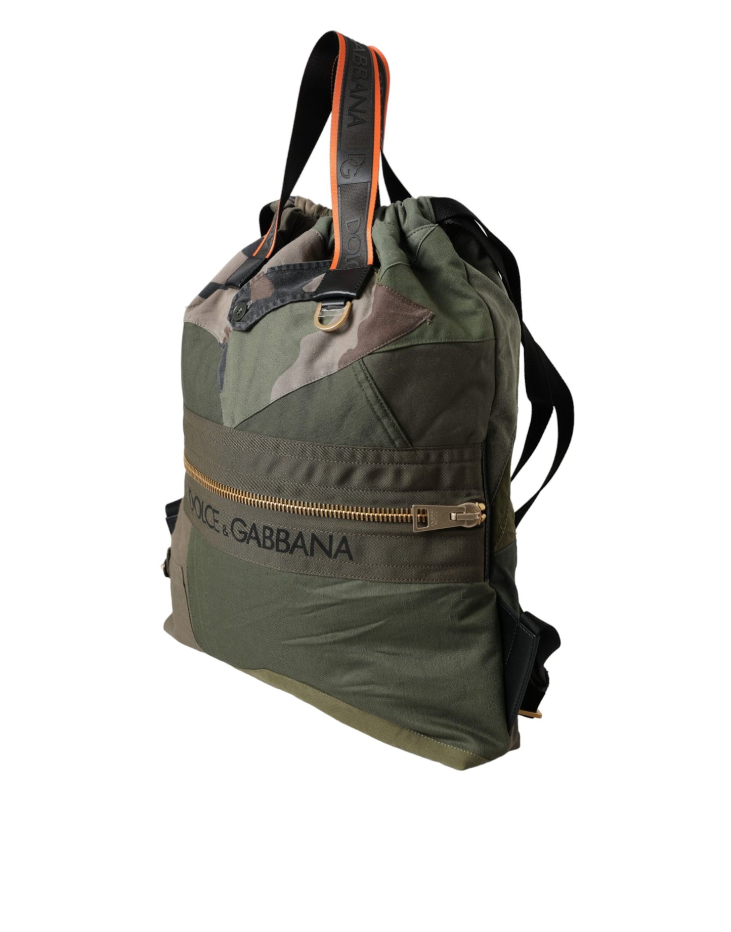 Dolce & Gabbana Military Green Patchwork Rucksack Backpack Bag Curated Luxury Accessories by Orvyn
