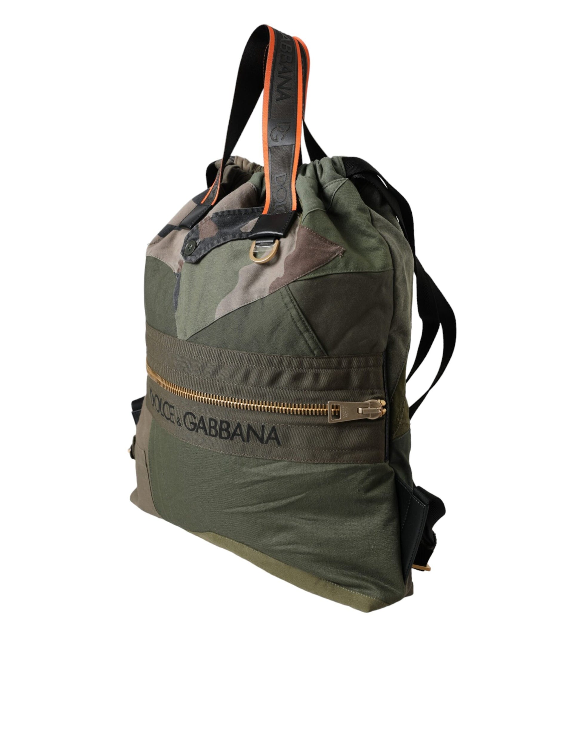 Dolce & Gabbana Military Green Patchwork Rucksack Backpack Bag Curated Luxury Accessories by Orvyn