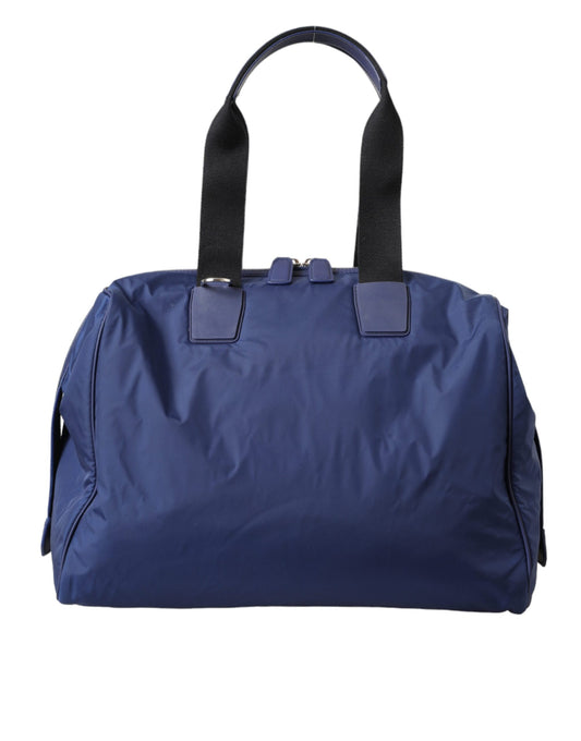Dolce & Gabbana Blue Nylon Calfskin Hand Shoulder Duffel Bag Curated Luxury Accessories by Orvyn