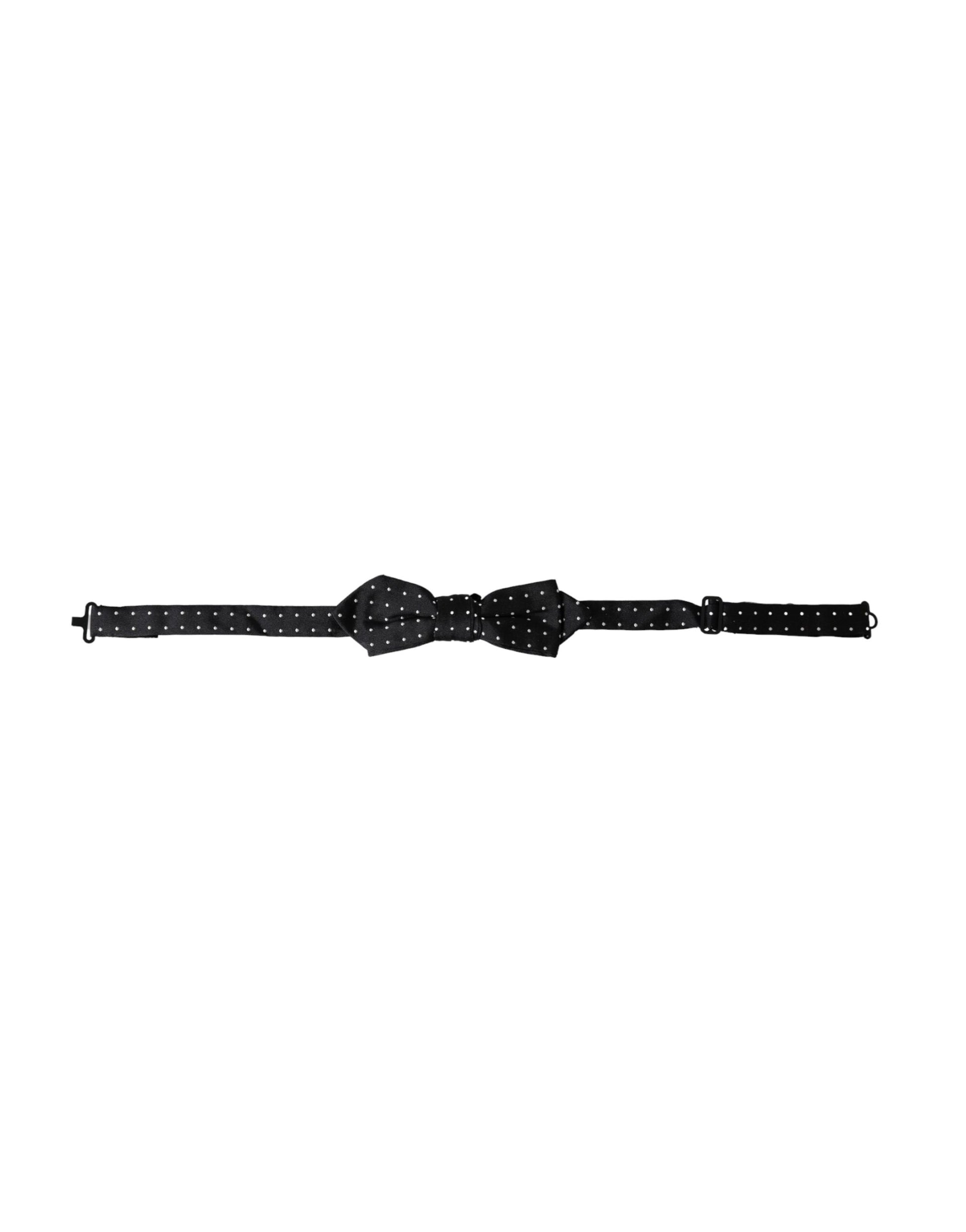 Dolce & Gabbana Black Silk Polka Dot Adjustable Neck Men Papillon Bow Tie Curated Luxury Accessories by Orvyn