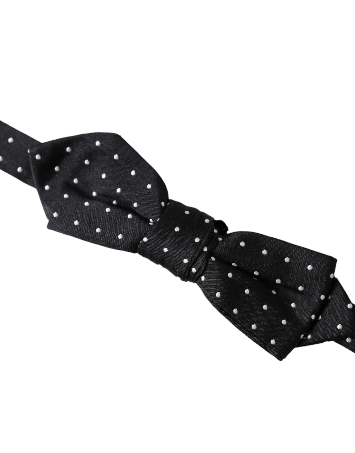 Dolce & Gabbana Black Silk Polka Dot Adjustable Neck Men Papillon Bow Tie Curated Luxury Accessories by Orvyn