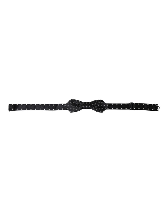 Dolce & Gabbana Black Silk Polka Dot Adjustable Neck Men Papillon Bow Tie Curated Luxury Accessories by Orvyn