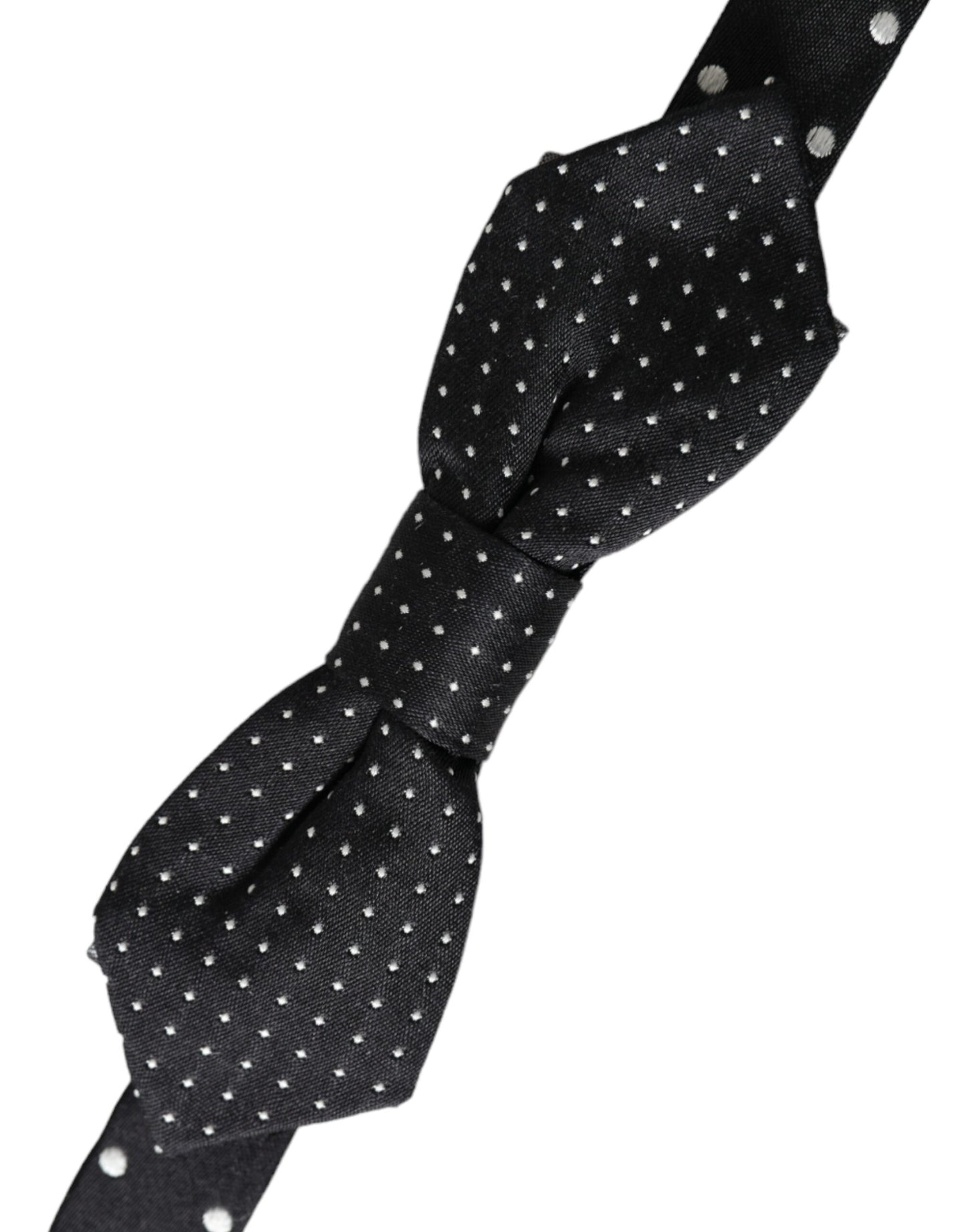 Dolce & Gabbana Black Silk Polka Dot Adjustable Neck Men Papillon Bow Tie Curated Luxury Accessories by Orvyn