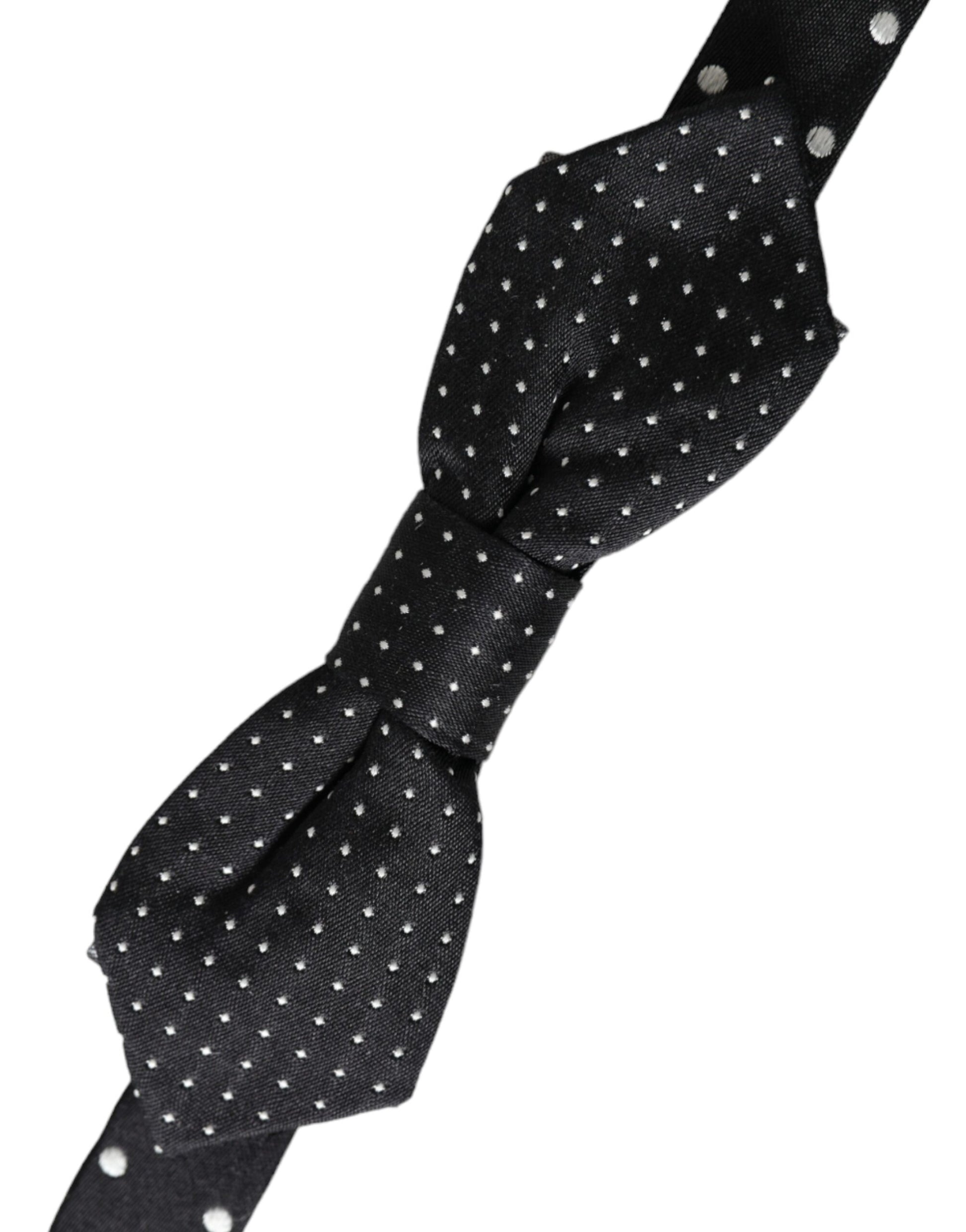 Dolce & Gabbana Black Silk Polka Dot Adjustable Neck Men Papillon Bow Tie Curated Luxury Accessories by Orvyn