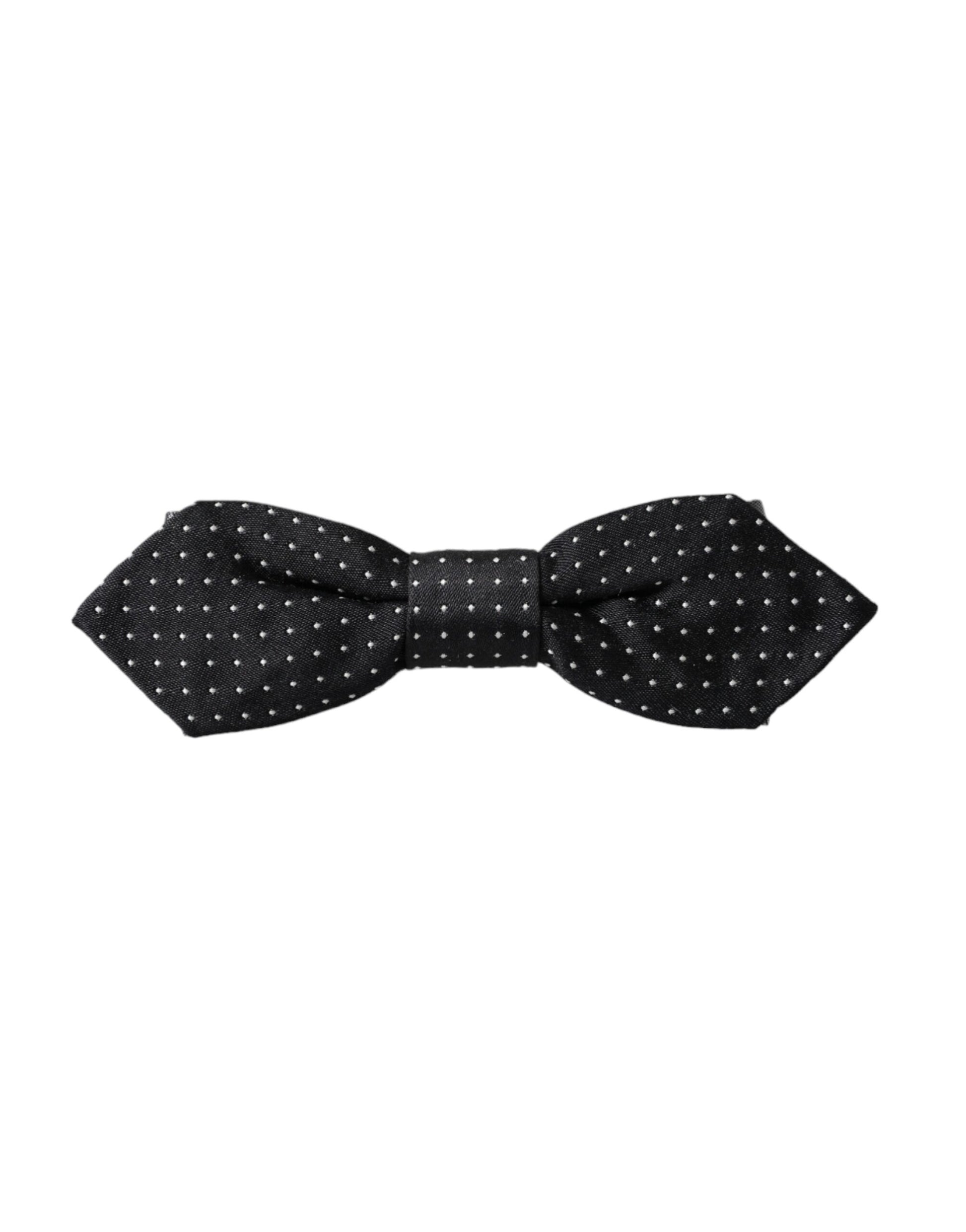 Dolce & Gabbana Black Silk Polka Dot Adjustable Neck Men Papillon Bow Tie Curated Luxury Accessories by Orvyn
