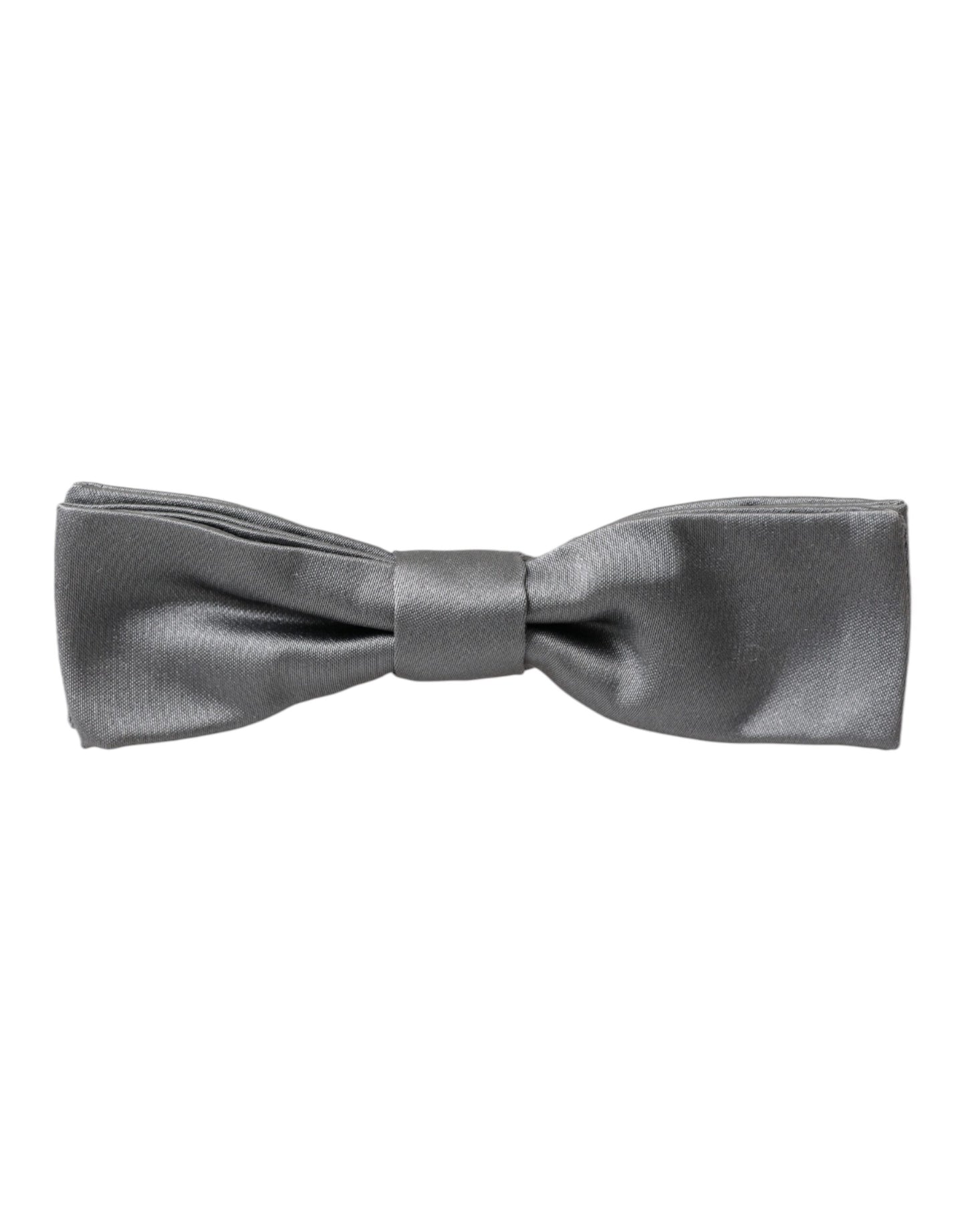 Dolce & Gabbana Gray Satin Silk Adjustable Neck Men Papillon Bow Tie grau