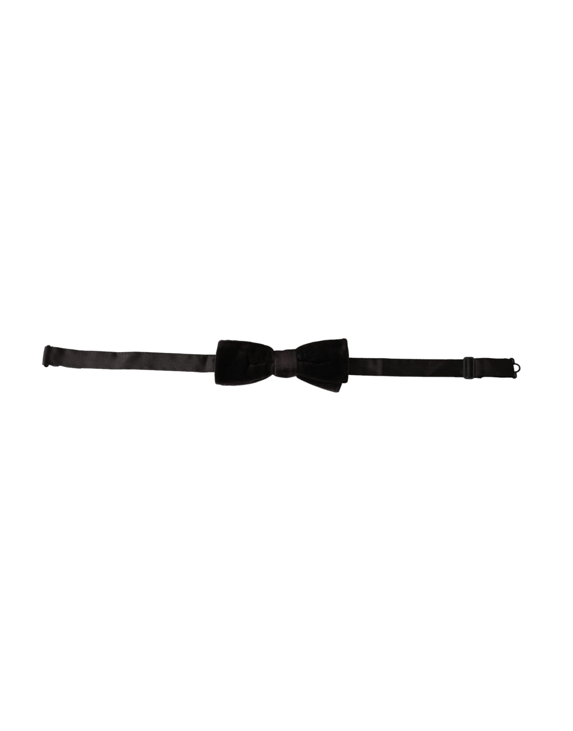 Dolce & Gabbana Black Velvet Cotton Adjustable Neck Men Bow Tie Curated Luxury Accessories by Orvyn