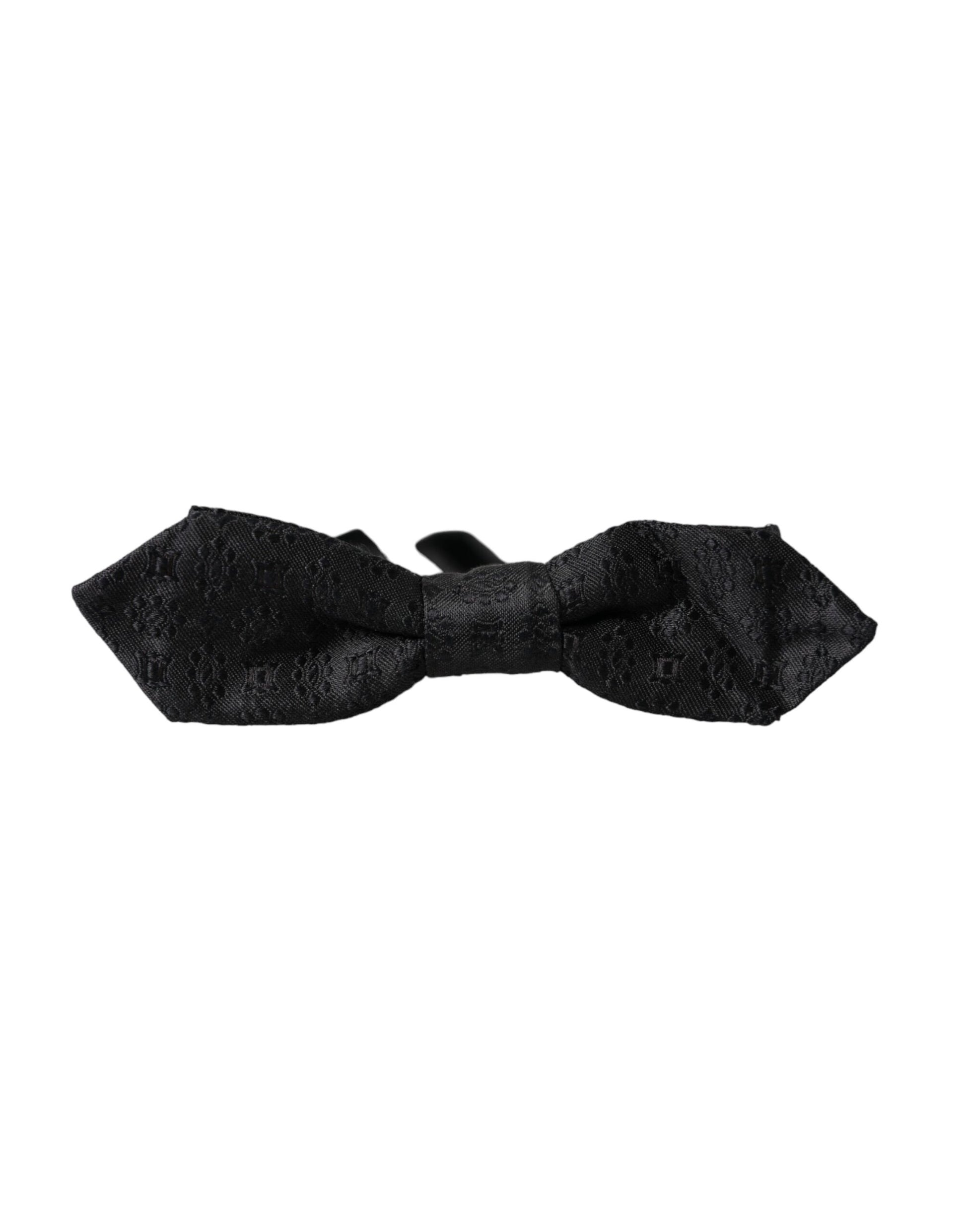 Dolce & Gabbana Black Silk Fantasy Adjustable Neck Men Bow Tie Curated Luxury Accessories by Orvyn