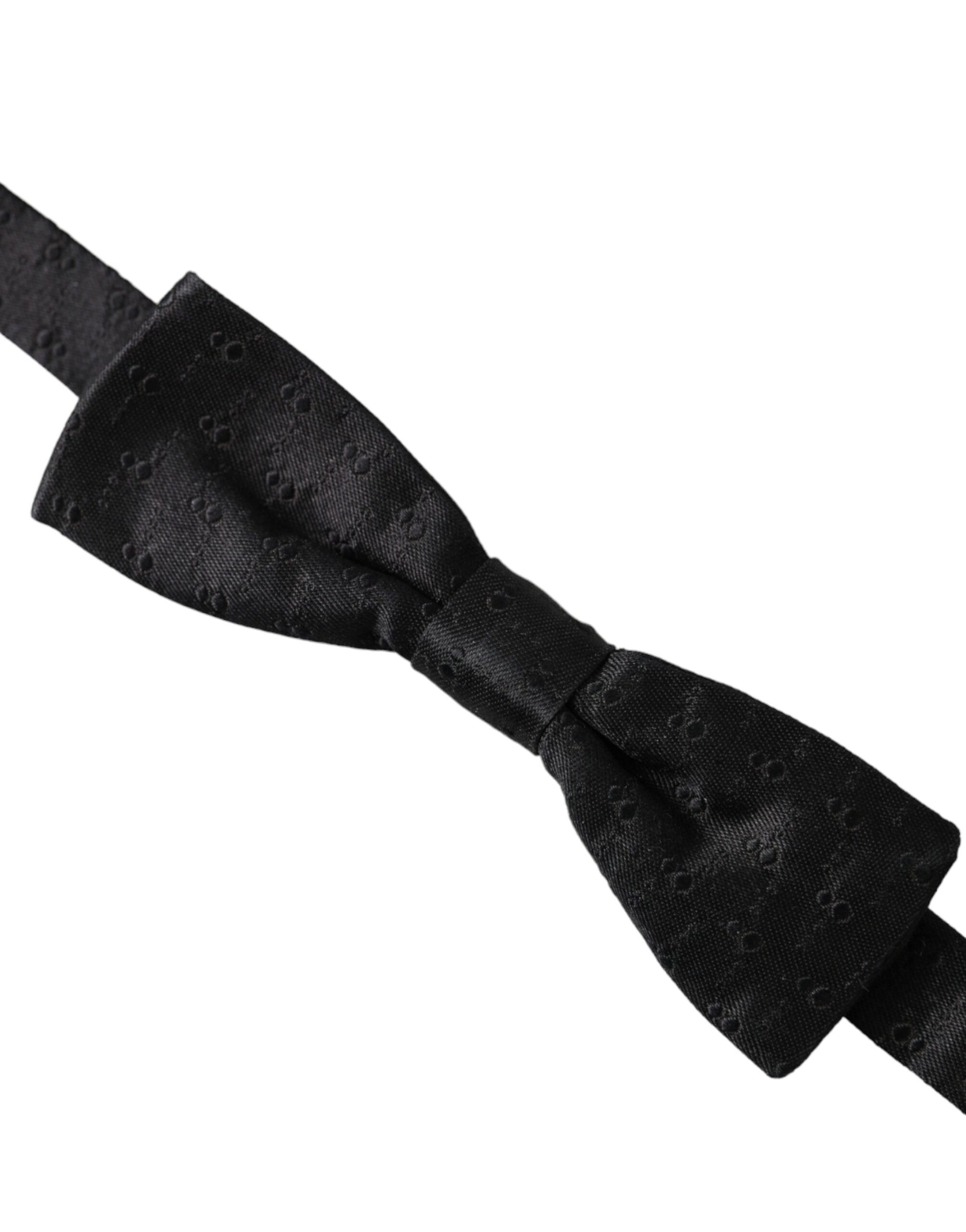 Dolce & Gabbana Black Silk Patterned Adjustable Neck Men Bow Tie Curated Luxury Accessories by Orvyn