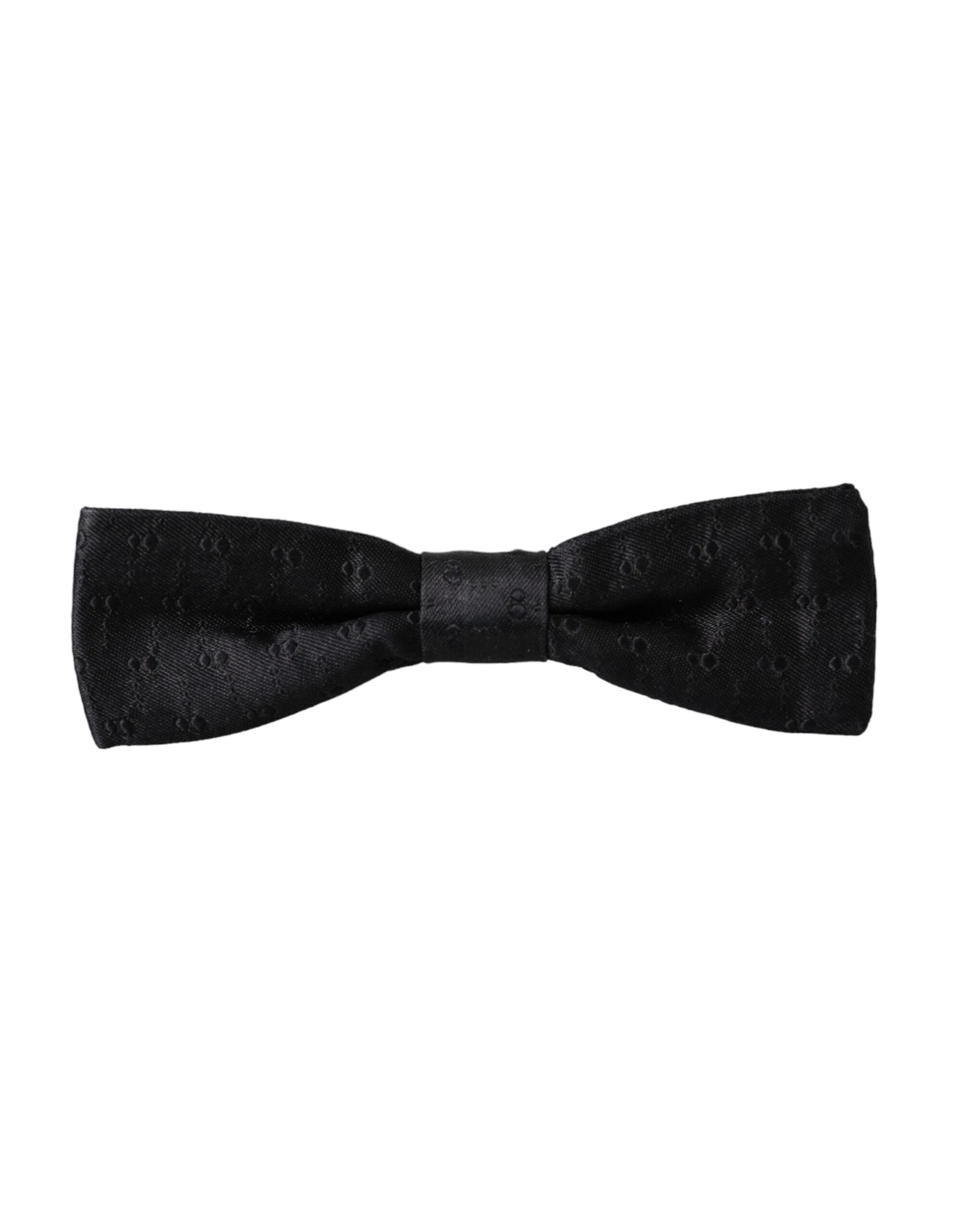 Dolce & Gabbana Black Silk Patterned Adjustable Neck Men Bow Tie Curated Luxury Accessories by Orvyn