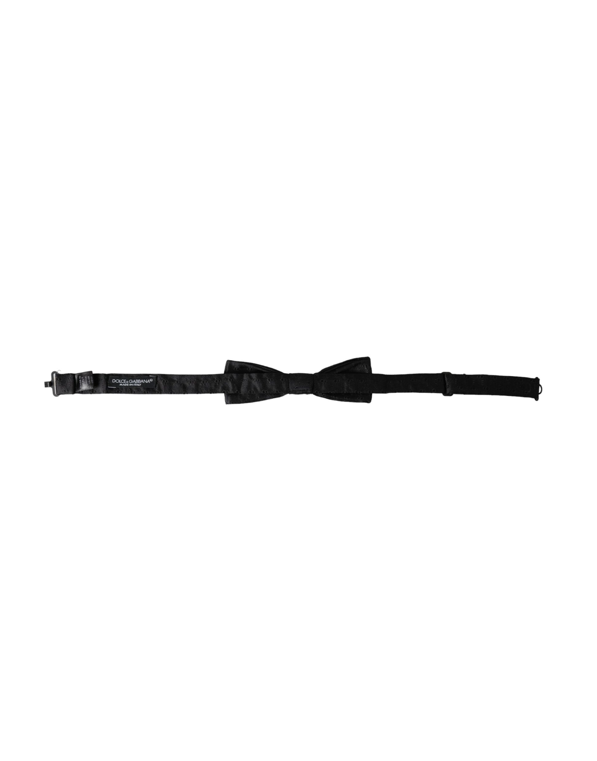 Dolce & Gabbana Black Silk Patterned Adjustable Neck Men Bow Tie Curated Luxury Accessories by Orvyn