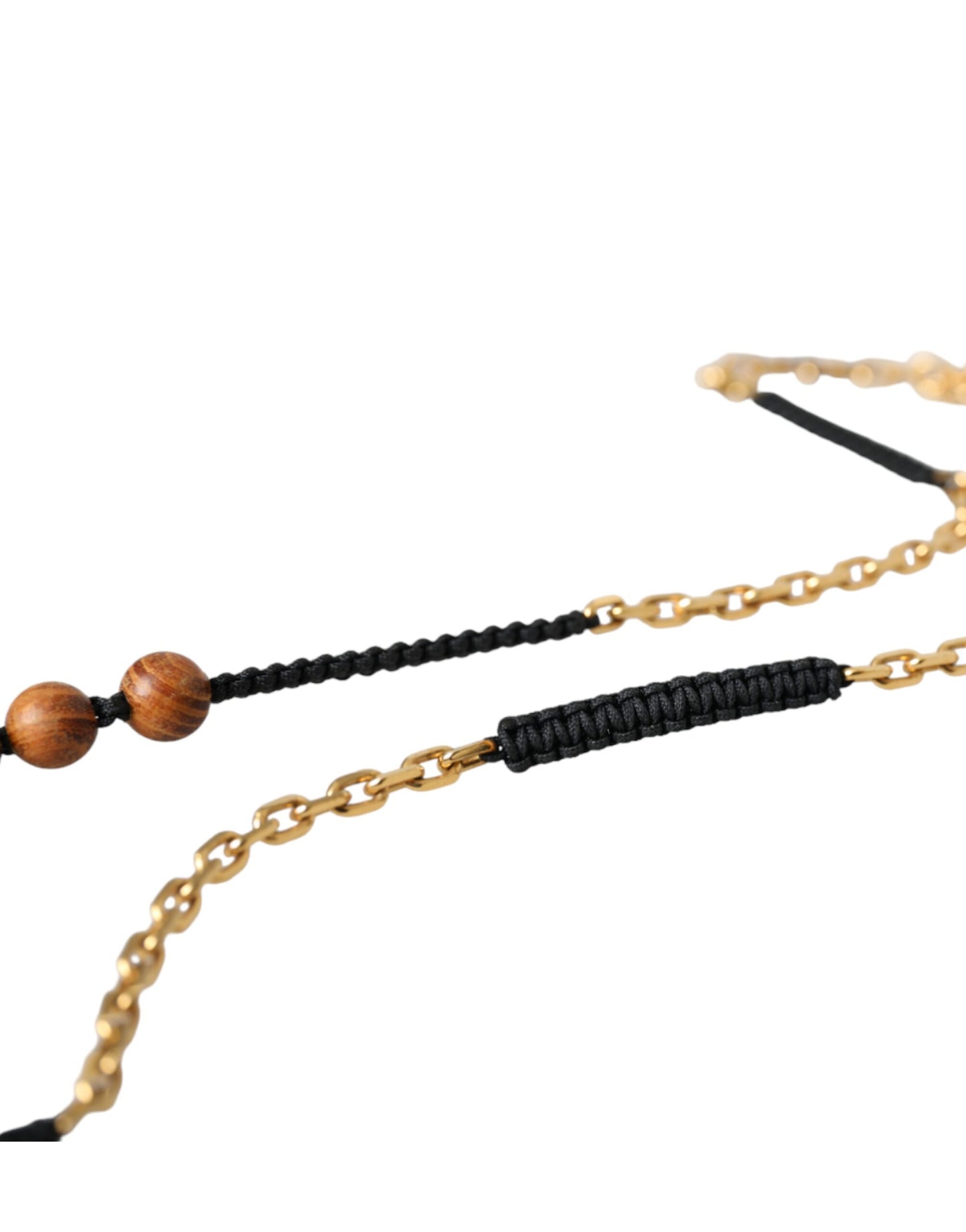 Dolce & Gabbana Black Gold Wooden Beaded Logo Pendant Curated Luxury Accessories by Orvyn
