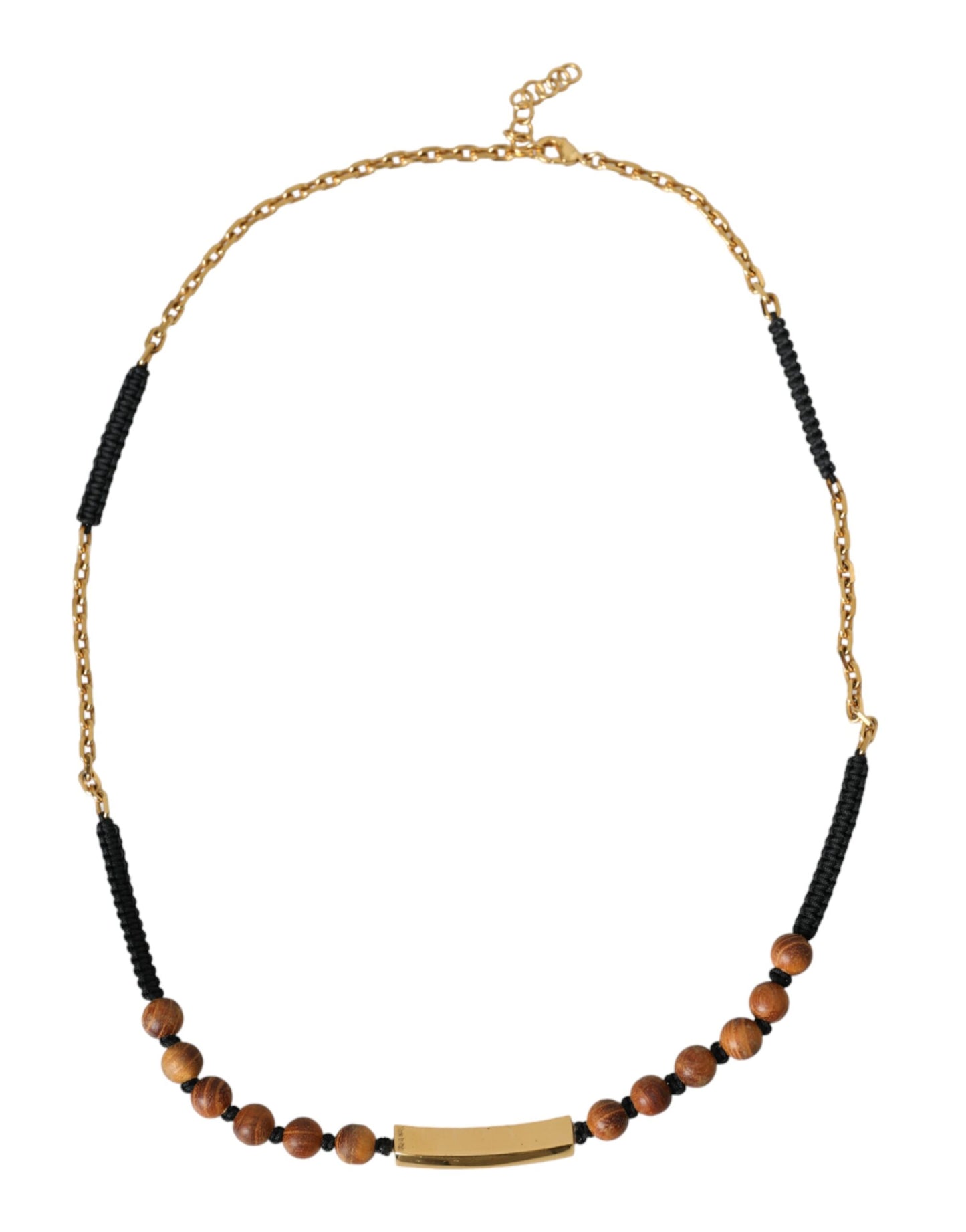 Dolce & Gabbana Black Gold Wooden Beaded Logo Pendant Curated Luxury Accessories by Orvyn