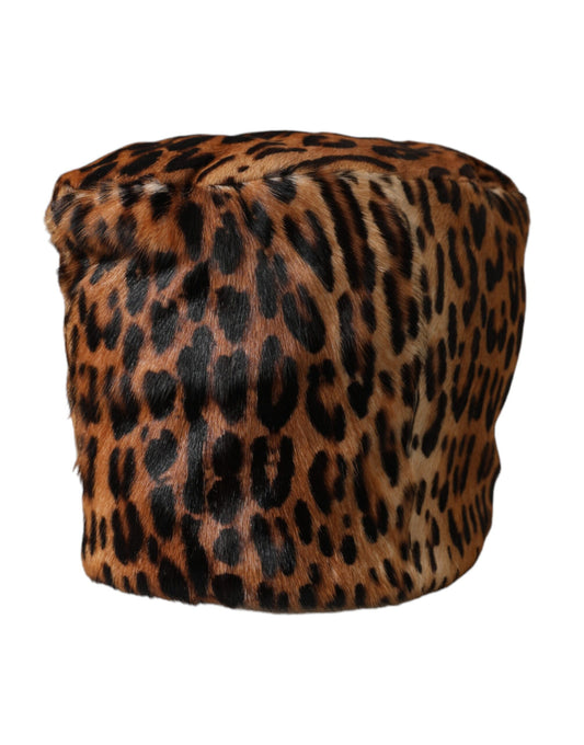 Dolce & Gabbana Brown Leopard Fur Women Bucket Hat Curated Luxury Accessories by Orvyn