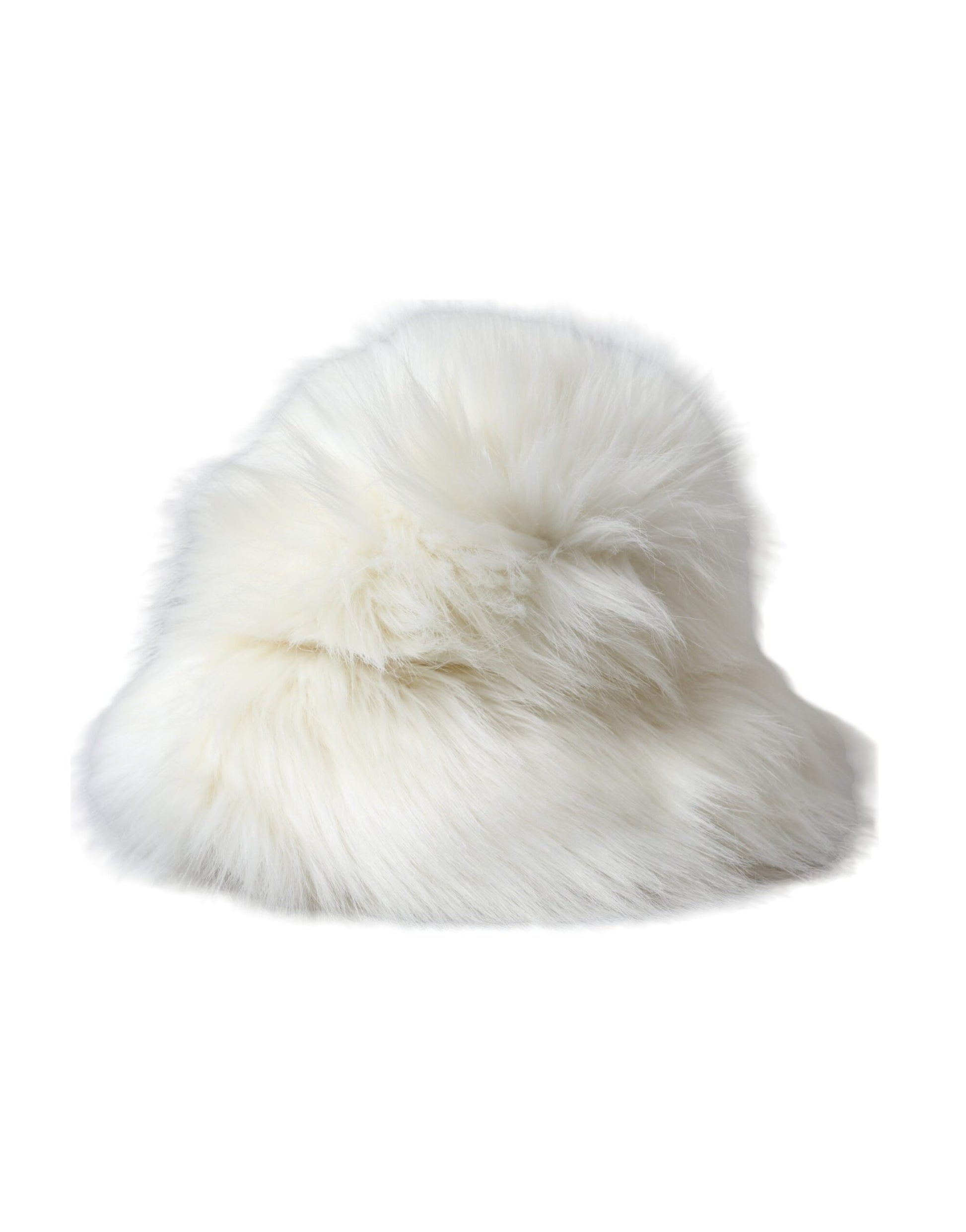 Dolce & Gabbana White Acrylic Fur Womens Bucket Hat Curated Luxury Accessories by Orvyn