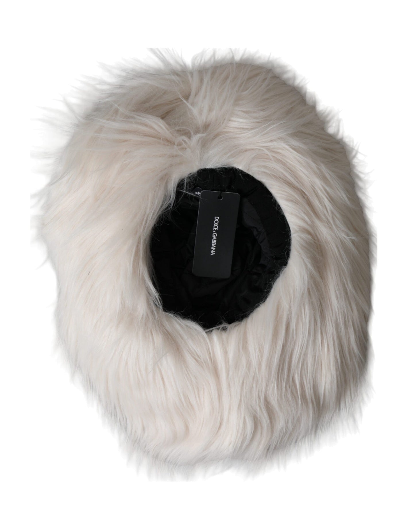 Dolce & Gabbana Off White Acrylic Fur Womens Bucket Hat Curated Luxury Accessories by Orvyn