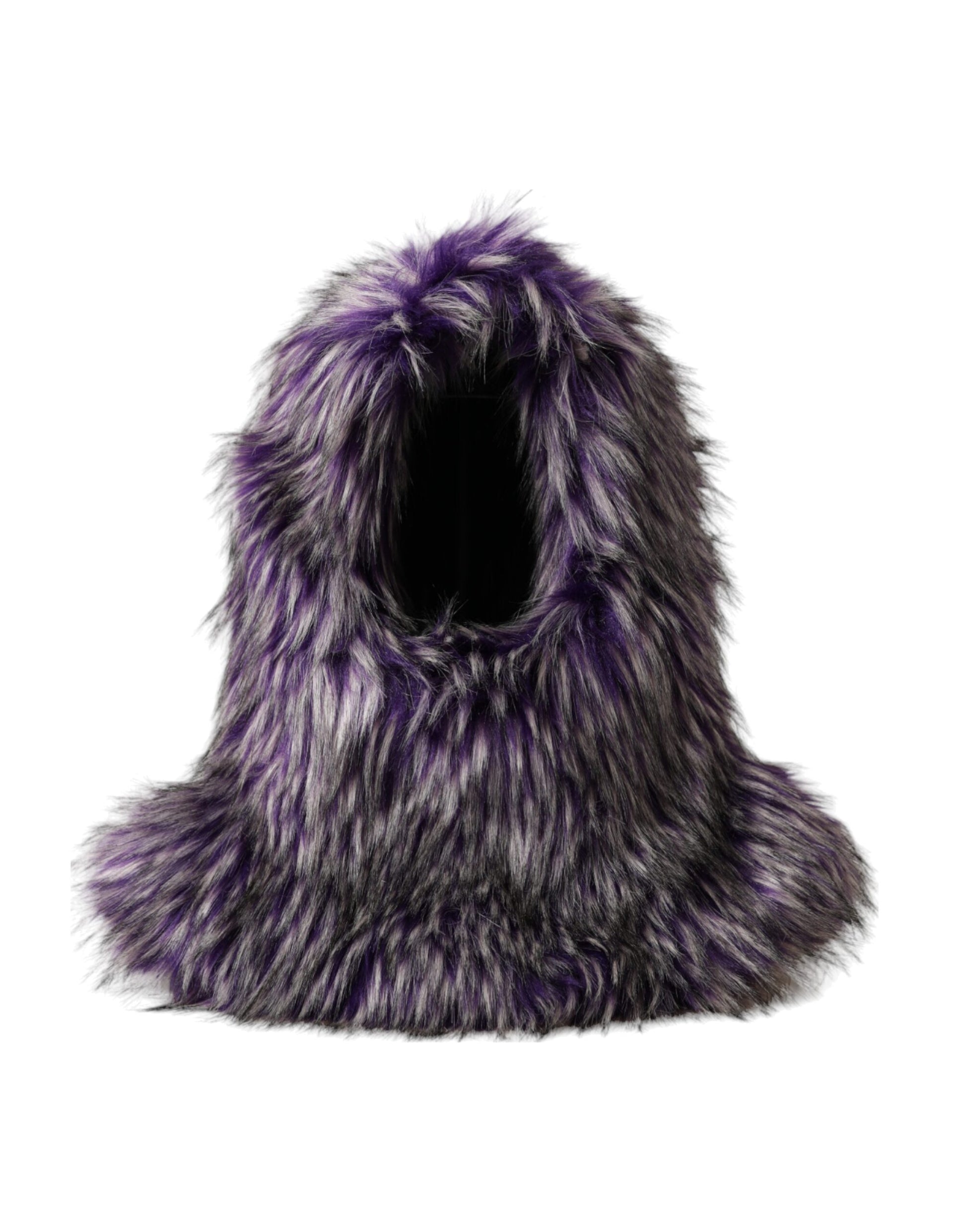 Dolce & Gabbana Purple Faux Fur Whole Head Wrap Hat Curated Luxury Accessories by Orvyn