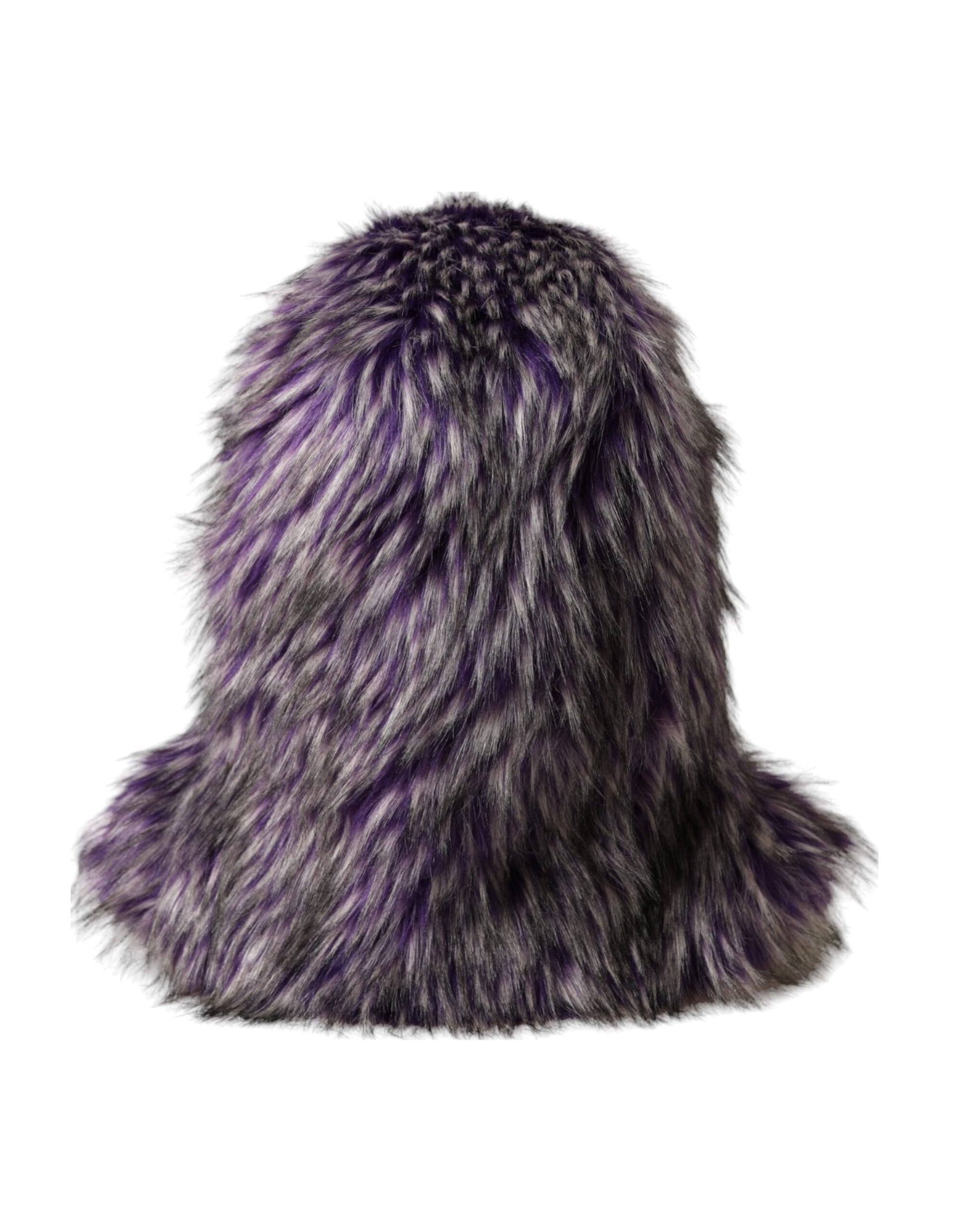 Dolce & Gabbana Purple Faux Fur Whole Head Wrap Hat Curated Luxury Accessories by Orvyn