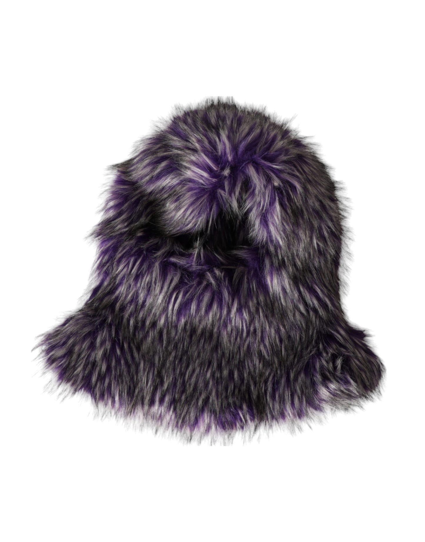 Dolce & Gabbana Purple Faux Fur Whole Head Wrap Hat Curated Luxury Accessories by Orvyn