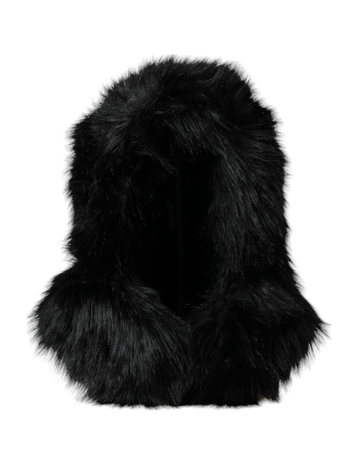 Dolce & Gabbana Black Faux Fur Whole Head Wrap Hat Curated Luxury Accessories by Orvyn