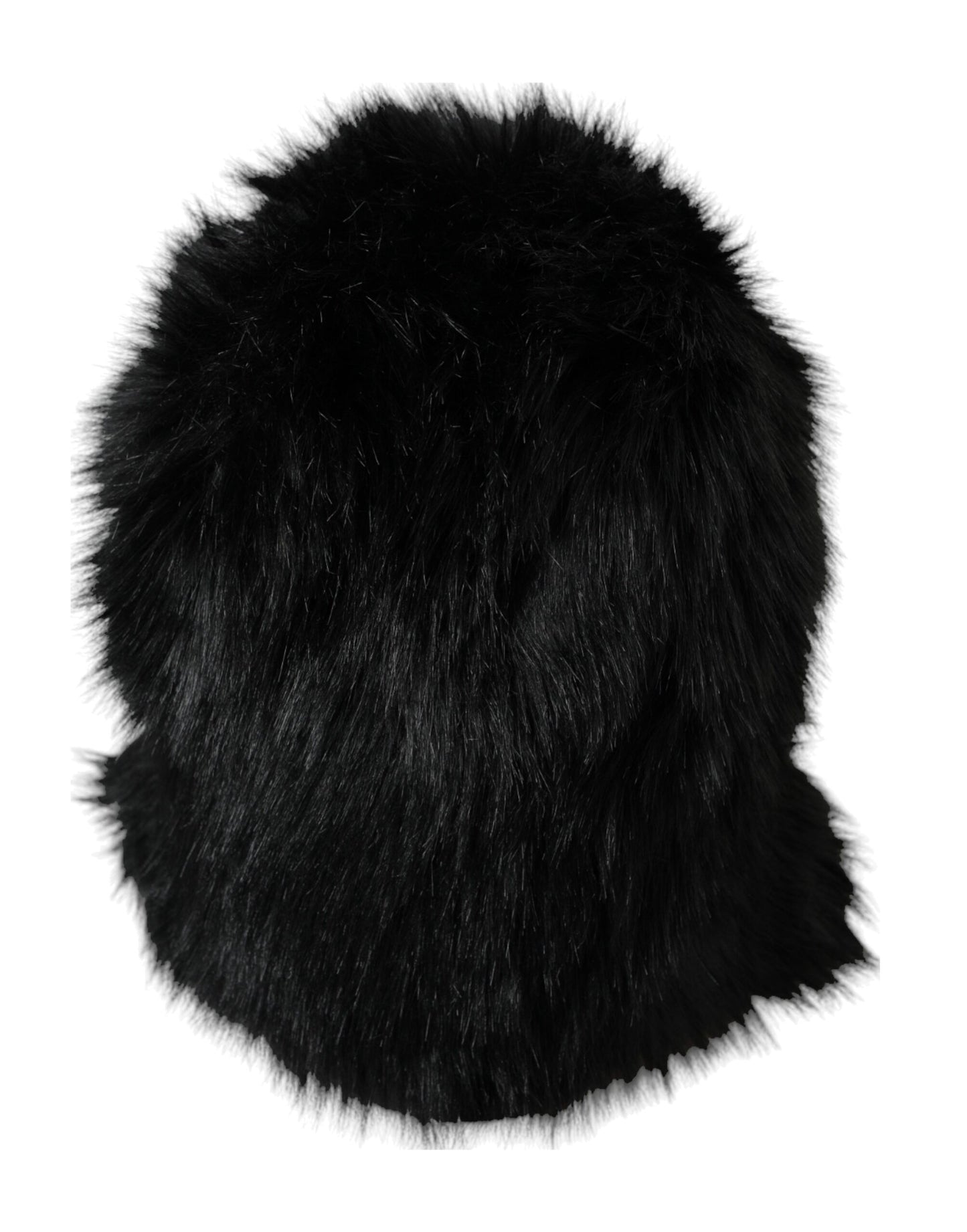 Dolce & Gabbana Black Faux Fur Whole Head Wrap Hat Curated Luxury Accessories by Orvyn