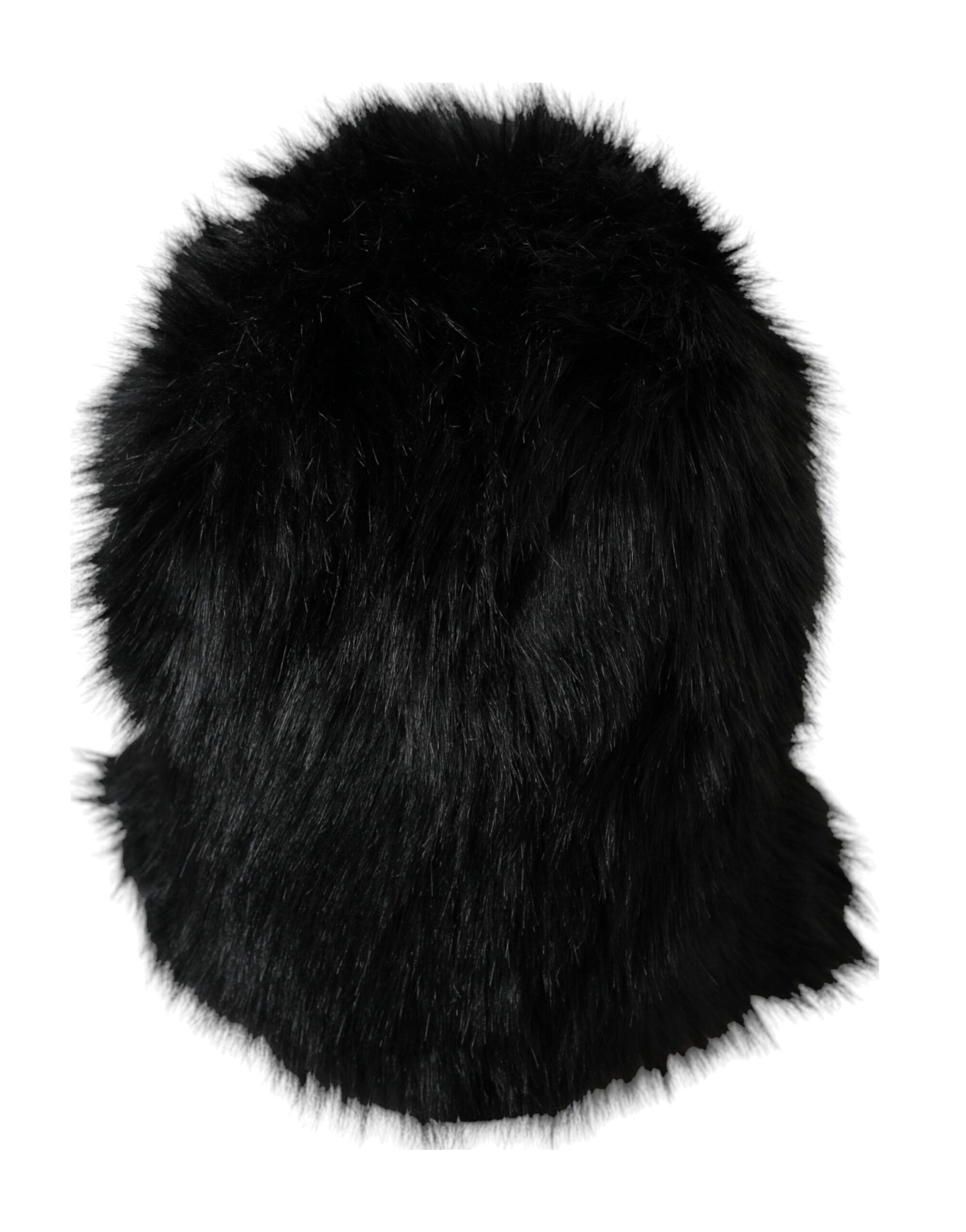 Dolce & Gabbana Black Faux Fur Whole Head Wrap Hat Curated Luxury Accessories by Orvyn