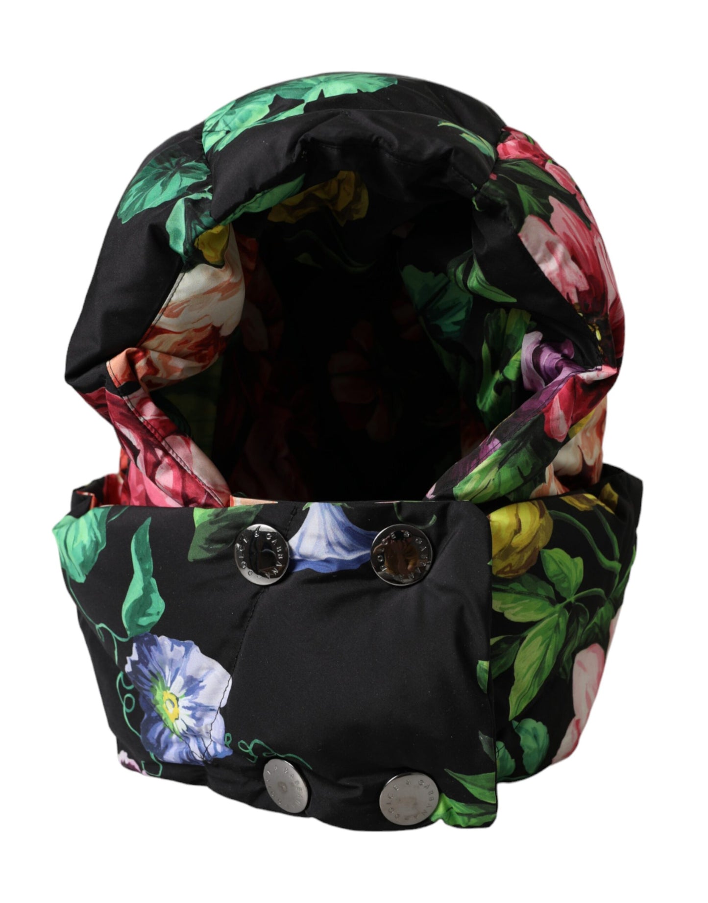 Dolce & Gabbana Black Floral Print Whole Head Wrap Hat Curated Luxury Accessories by Orvyn